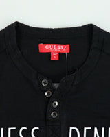 Vintage Y2K 00s Guess Denim Heavyweight Puff Print Layered Henley T-Shirt - S