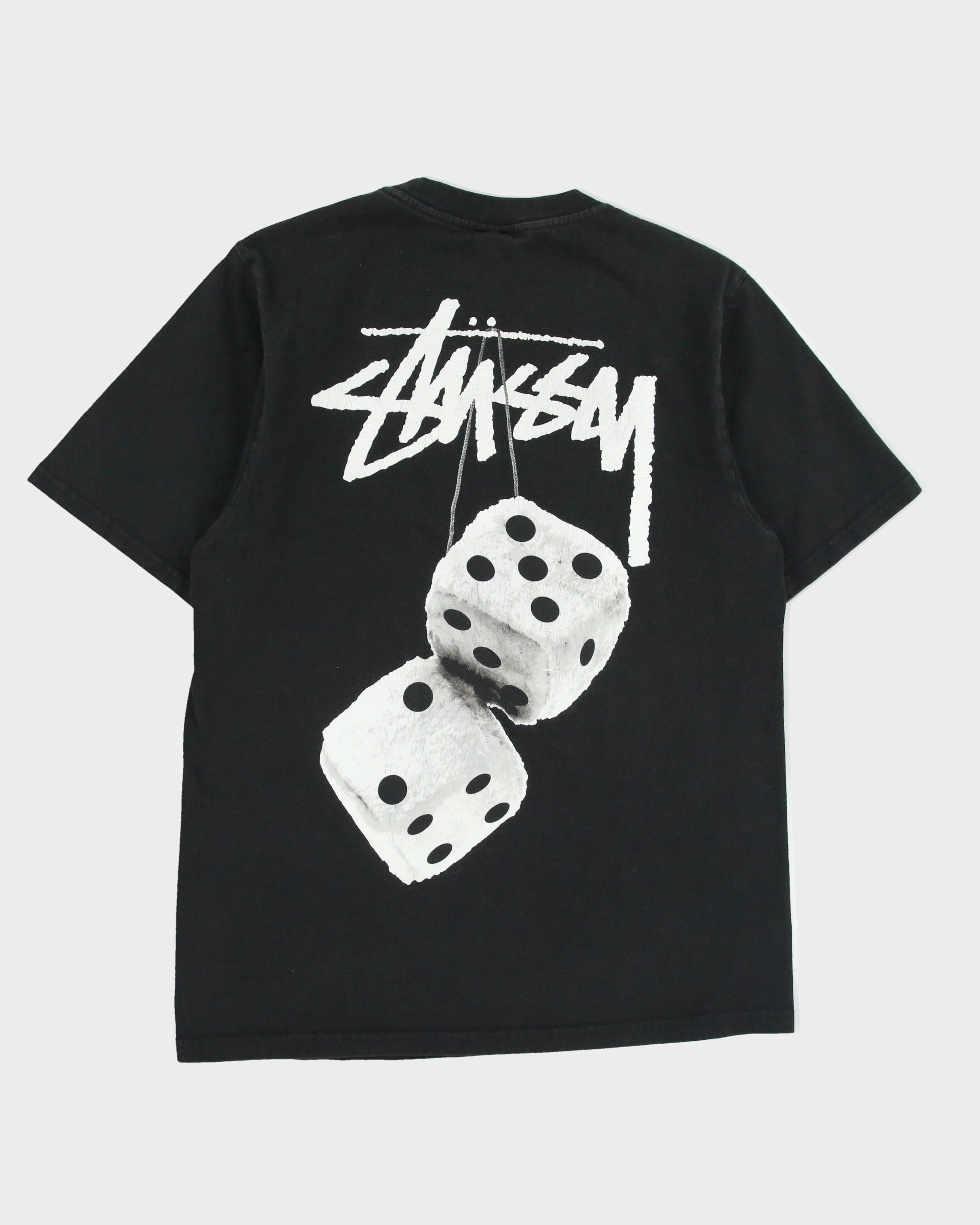 Vintage Stussy Heavyweight Fuzzy Dice Crewneck T-Shirt - S