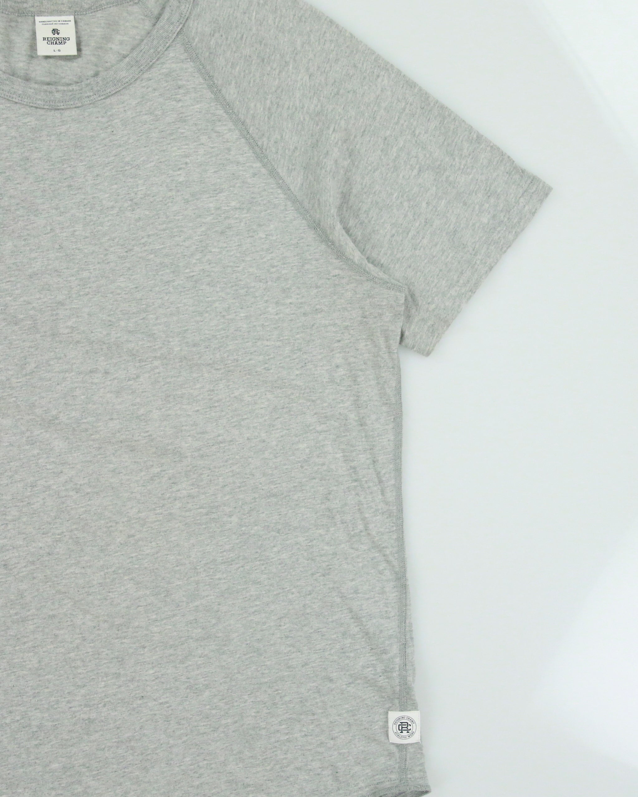 Reigning Champ Grey Marl Midweight Made In Canada Raw Cut Crewneck T-Shirt - L