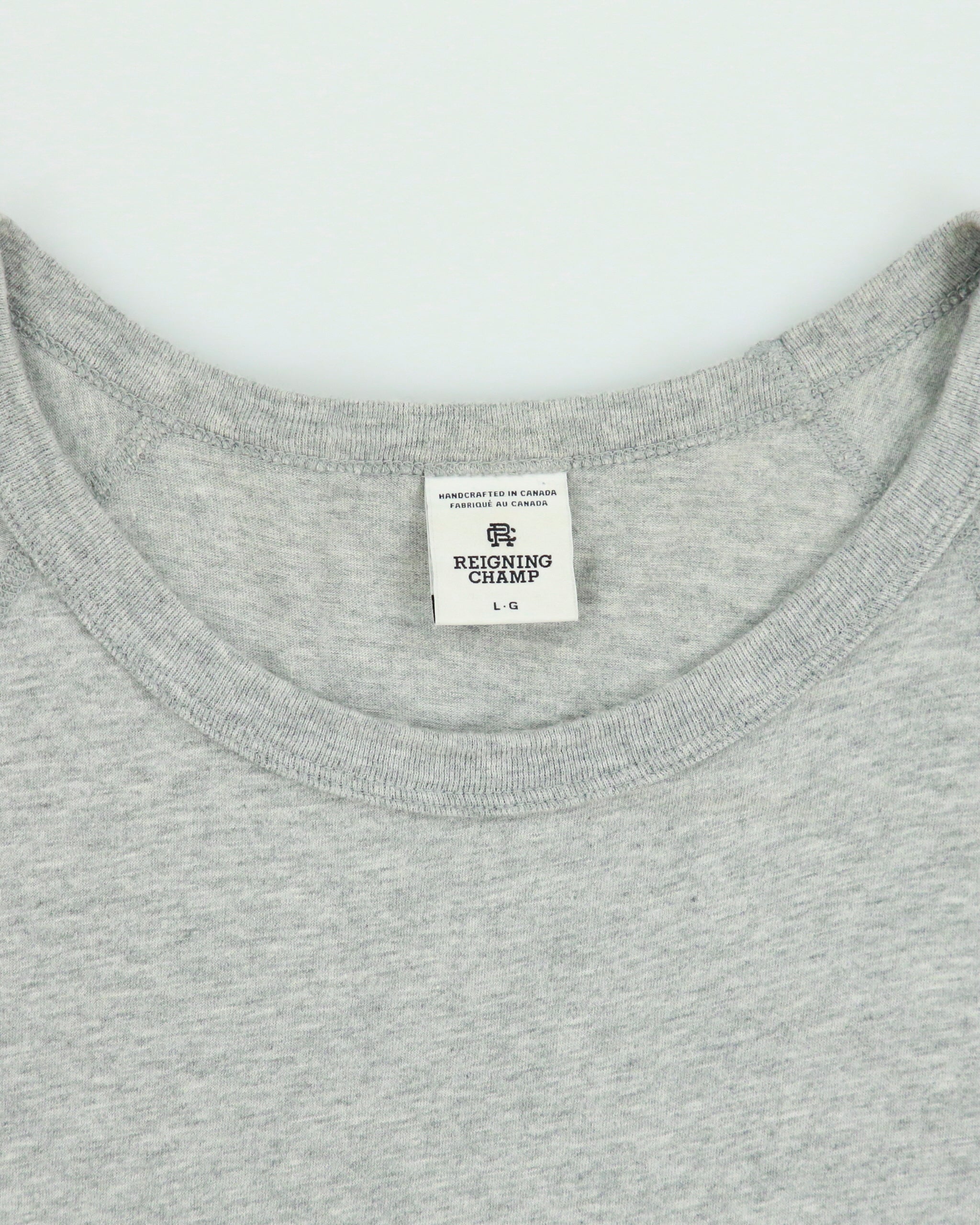 Reigning Champ Grey Marl Midweight Made In Canada Raw Cut Crewneck T-Shirt - L