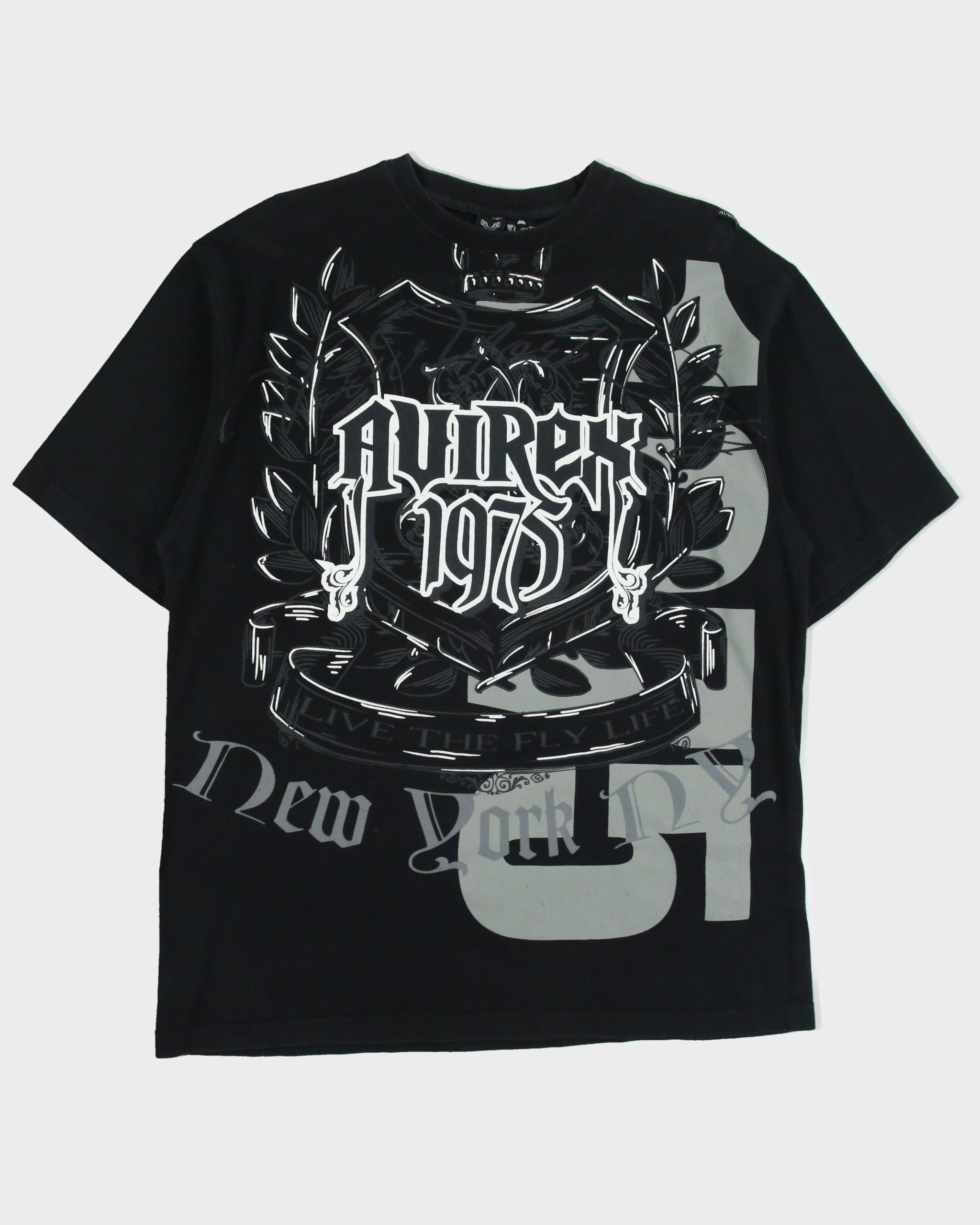 Vintage Y2K 00s Avirex Heavyweight N.Y Crest Crewneck T-Shirt - L