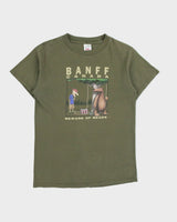 Vintage Y2K 00s Banff Canada Khaki Beware Of Bears Novelty Crewneck T-Shirt - S