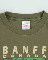 Vintage Y2K 00s Banff Canada Khaki Beware Of Bears Novelty Crewneck T-Shirt - S