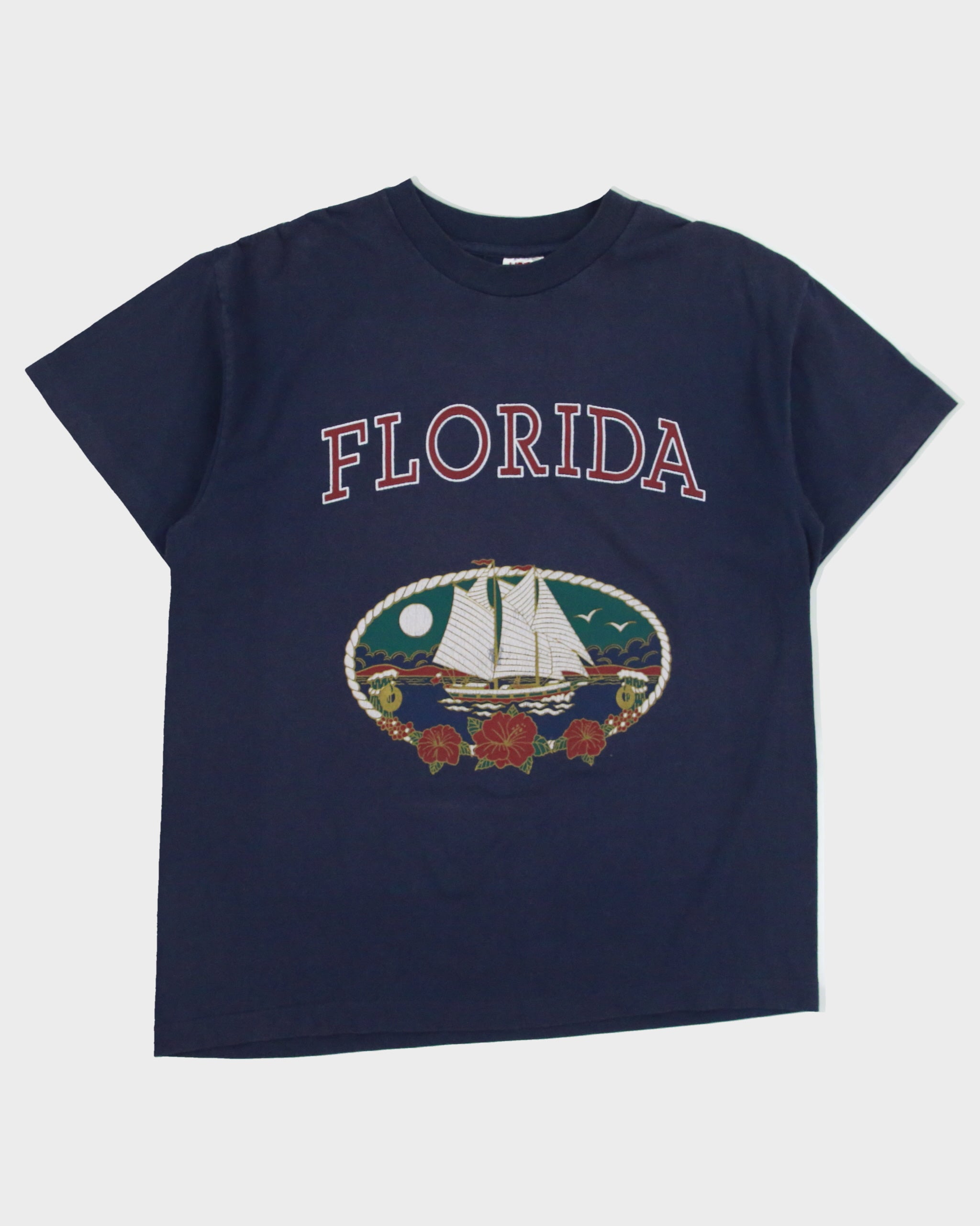 Vintage 1990s Florida Graphic Heavyweight Tee Jays Hef-T Made In USA Single Stitch Crewneck T-Shirt - L