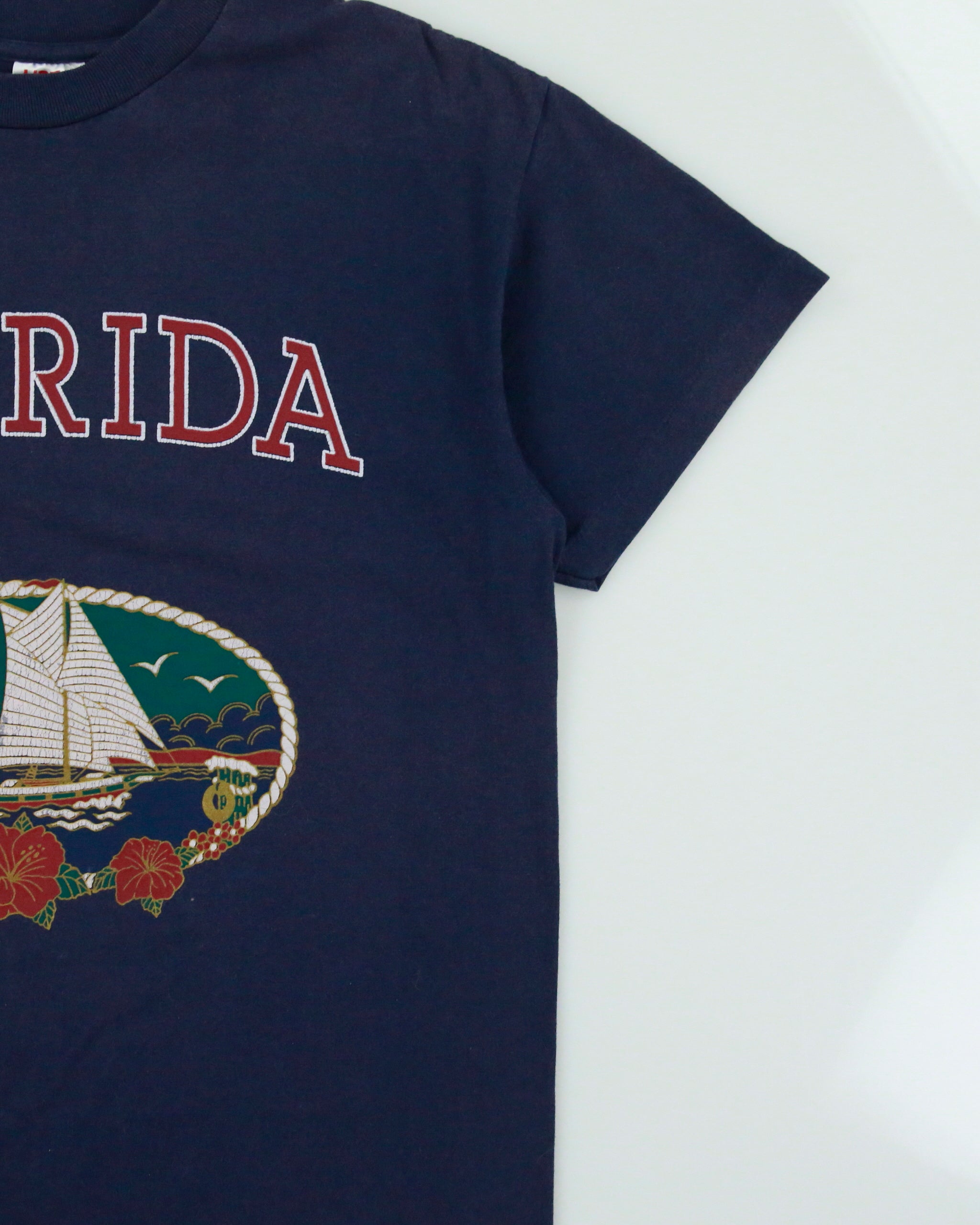Vintage 1990s Florida Graphic Heavyweight Tee Jays Hef-T Made In USA Single Stitch Crewneck T-Shirt - L