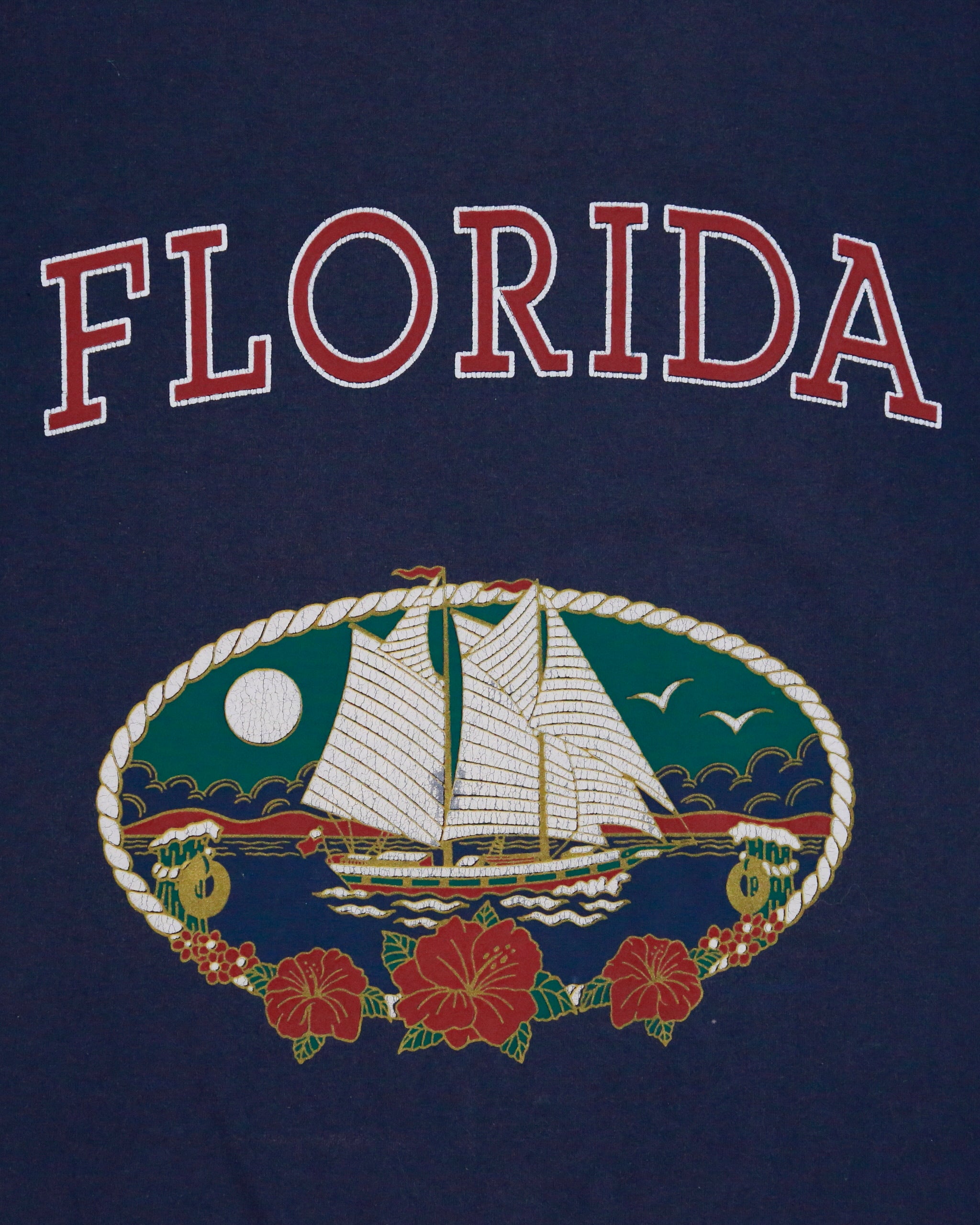 Vintage 1990s Florida Graphic Heavyweight Tee Jays Hef-T Made In USA Single Stitch Crewneck T-Shirt - L