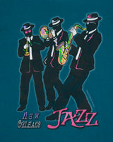 Vintage 1990s New Orleans Jazz Teal Heavyweight Jerzees Made In USA Crewneck T-Shirt - L