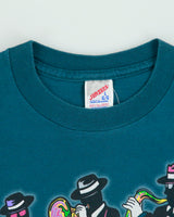 Vintage 1990s New Orleans Jazz Teal Heavyweight Jerzees Made In USA Crewneck T-Shirt - L