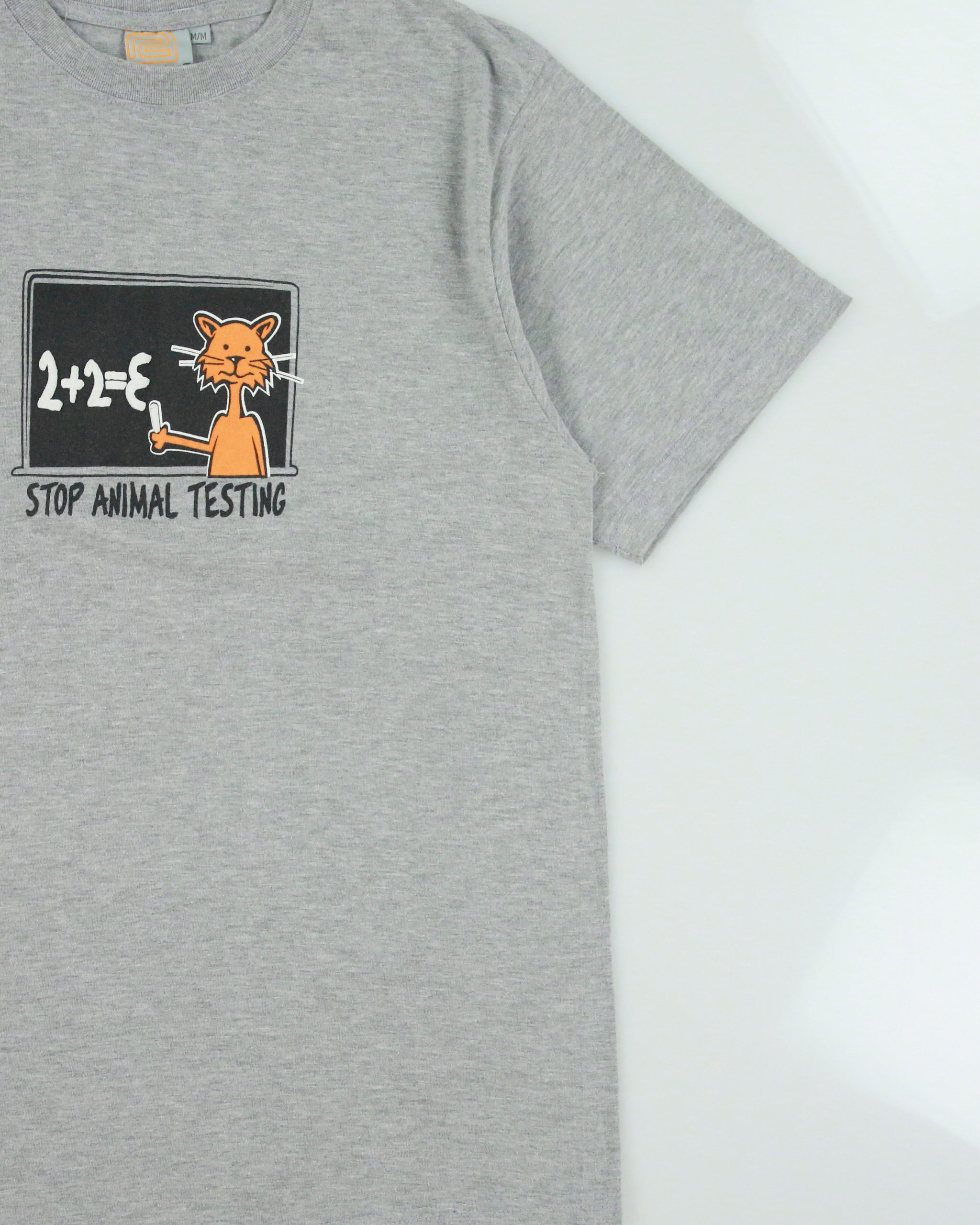 Vintage 1990s Rindy River Grey Marl Heavyweight 'Stop Animal Testing' Crewneck T-Shirt - M