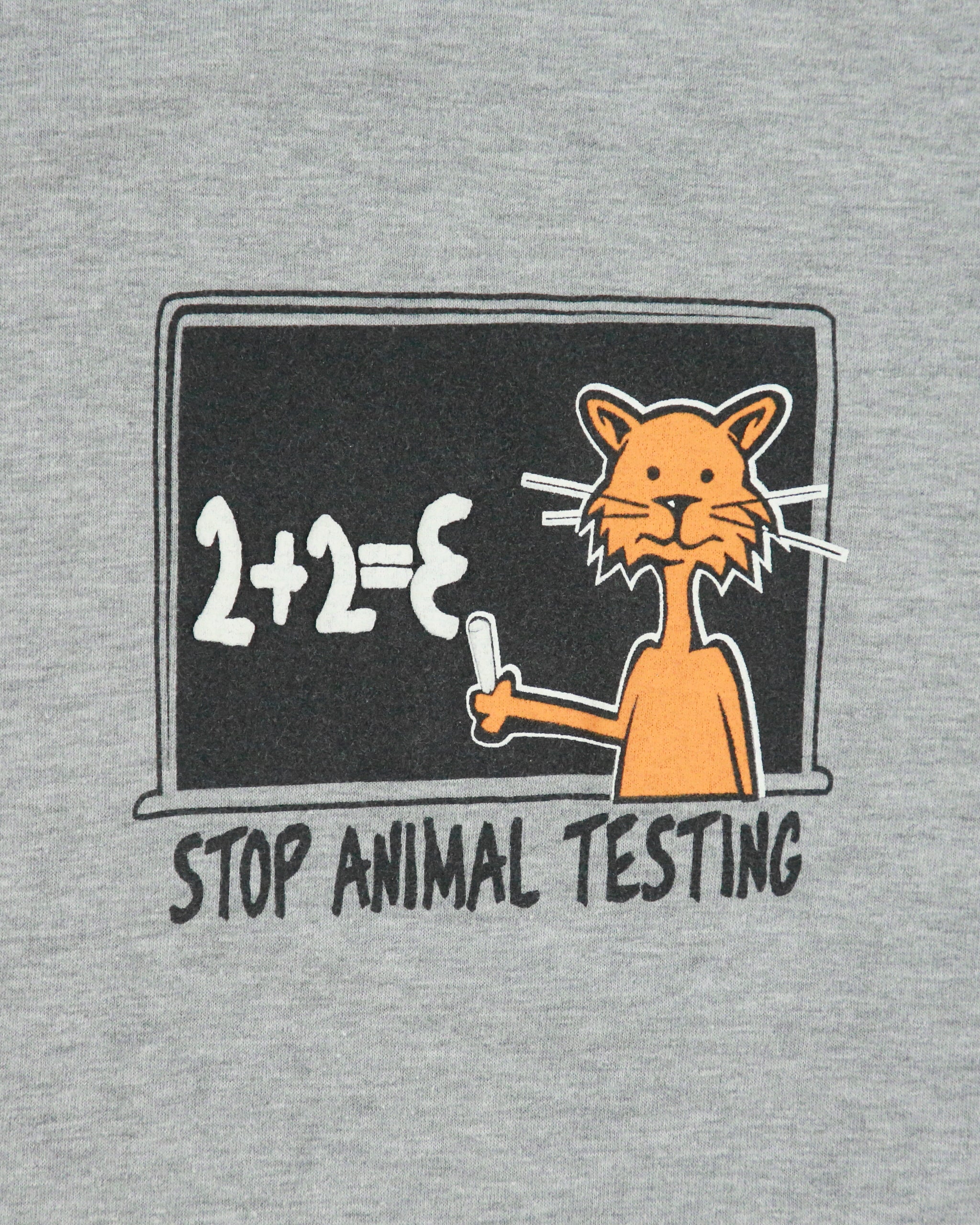 Vintage 1990s Rindy River Grey Marl Heavyweight 'Stop Animal Testing' Crewneck T-Shirt - M