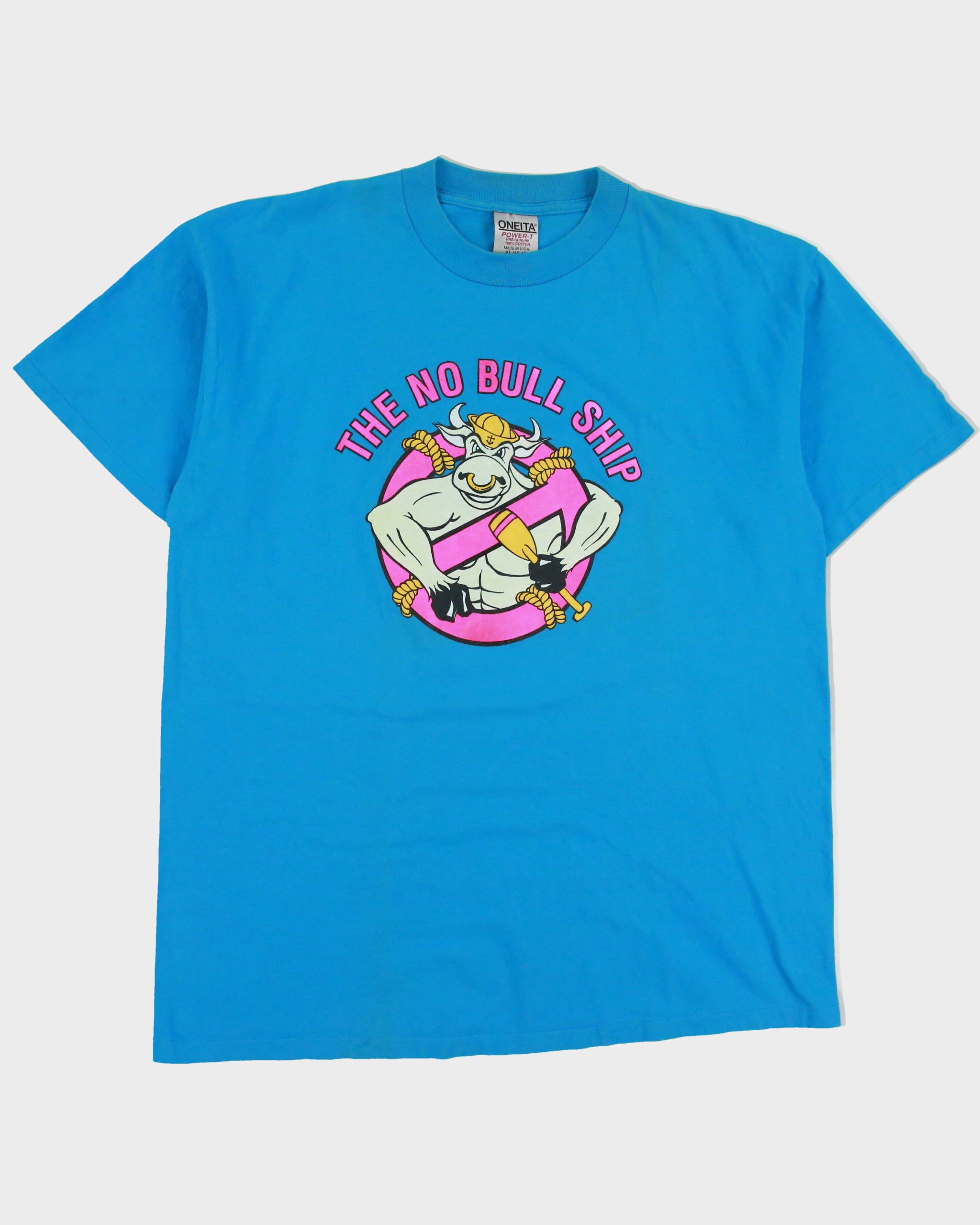 Vintage 1993 The No Bull Ship Dragon Boat Team Heavyweight Oneita Power-T Made In USA Single Stitch Crewneck T-Shirt - XL