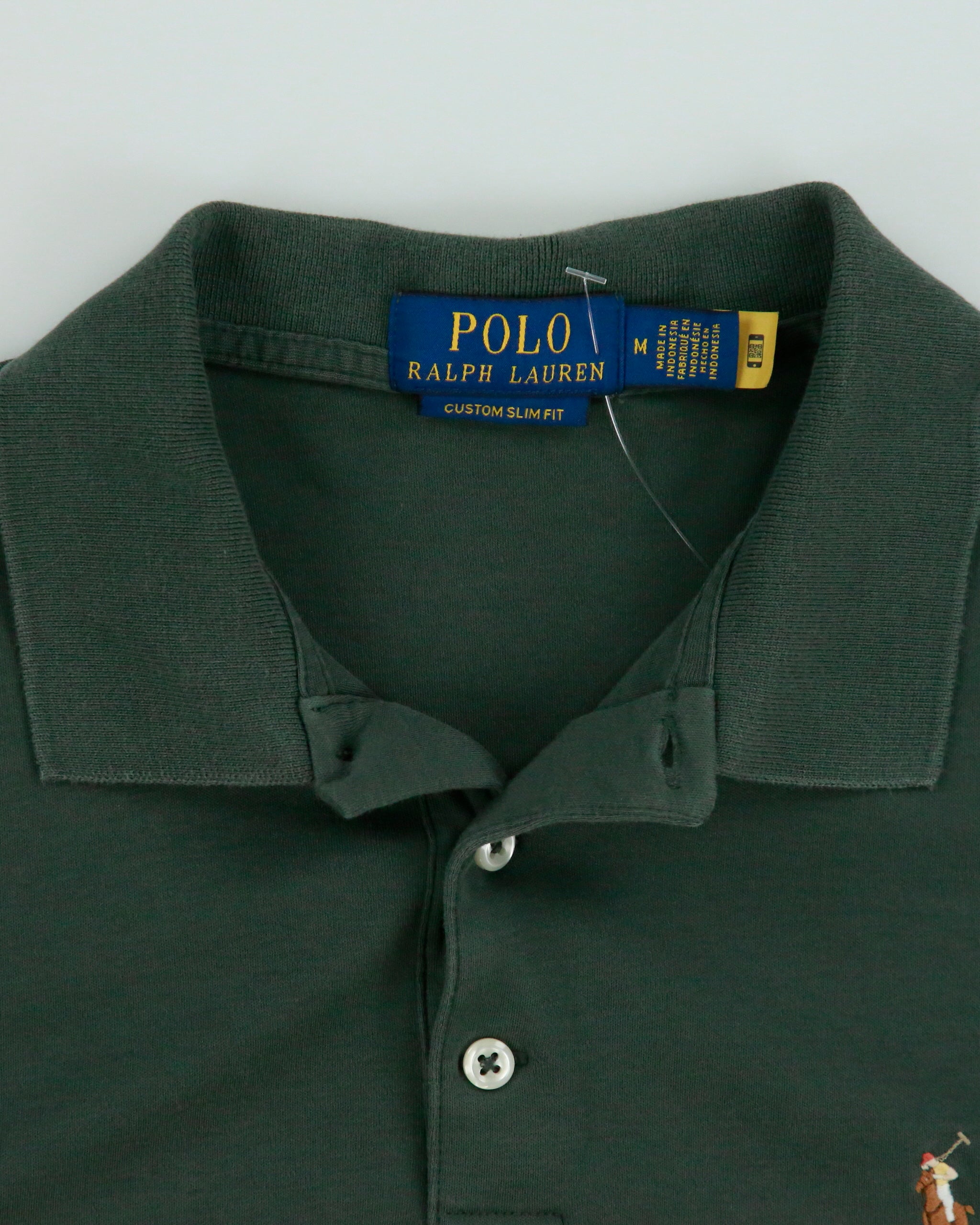 Vintage Polo Ralph Lauren Khaki Custom Slim Fit Short Sleeve Polo Shirt - M
