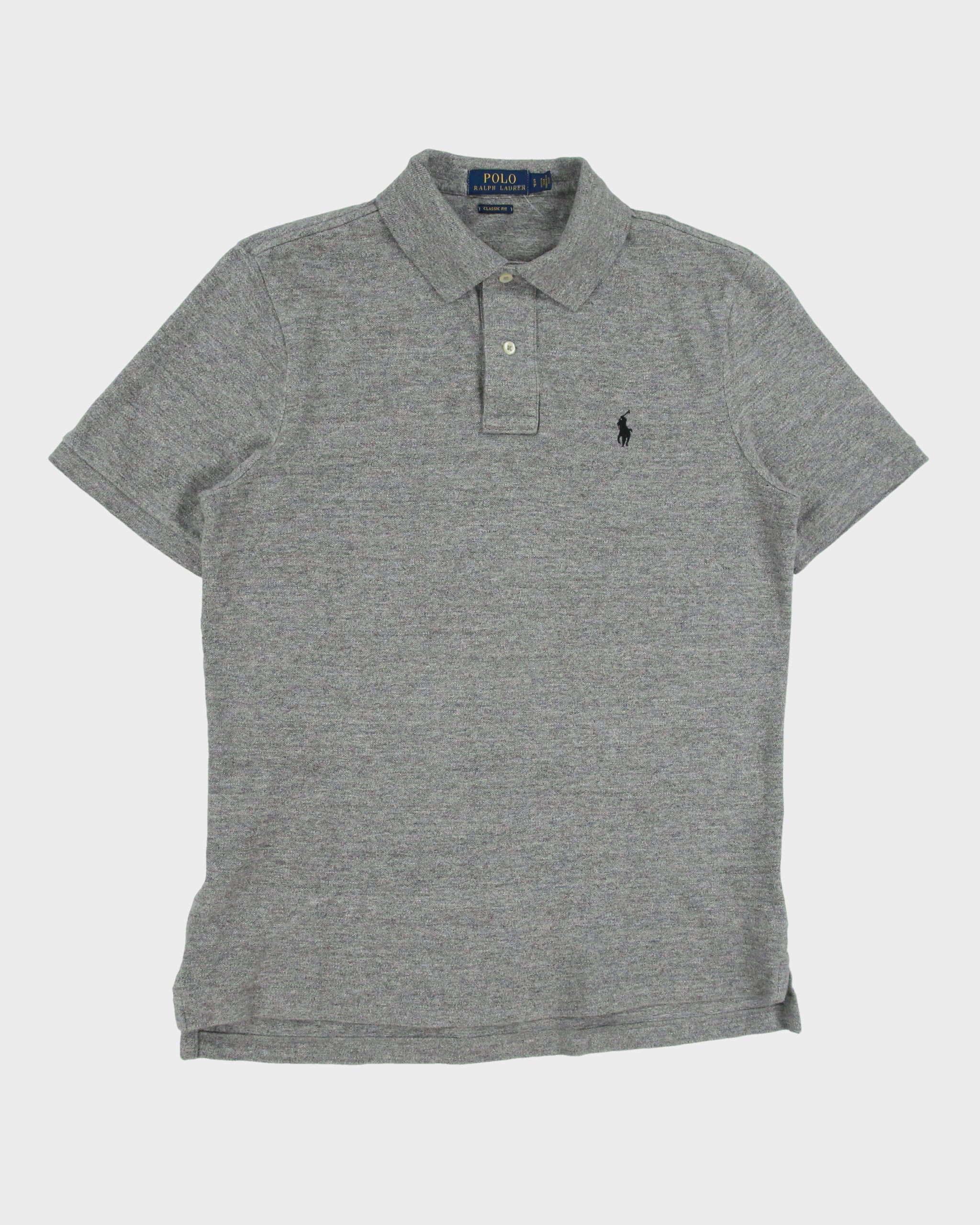 Vintage Polo Ralph Lauren Marl Grey Classic Fit Short Sleeve Polo Shirt - S
