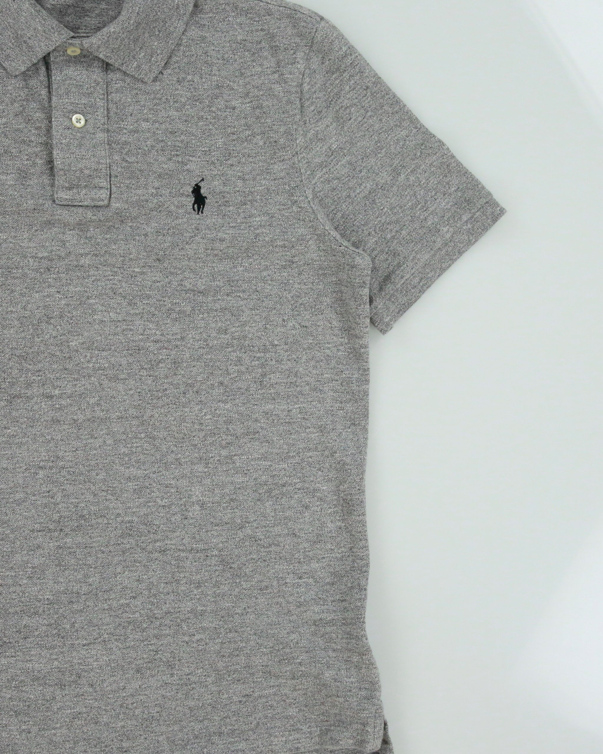 Vintage Polo Ralph Lauren Marl Grey Classic Fit Short Sleeve Polo Shirt - S