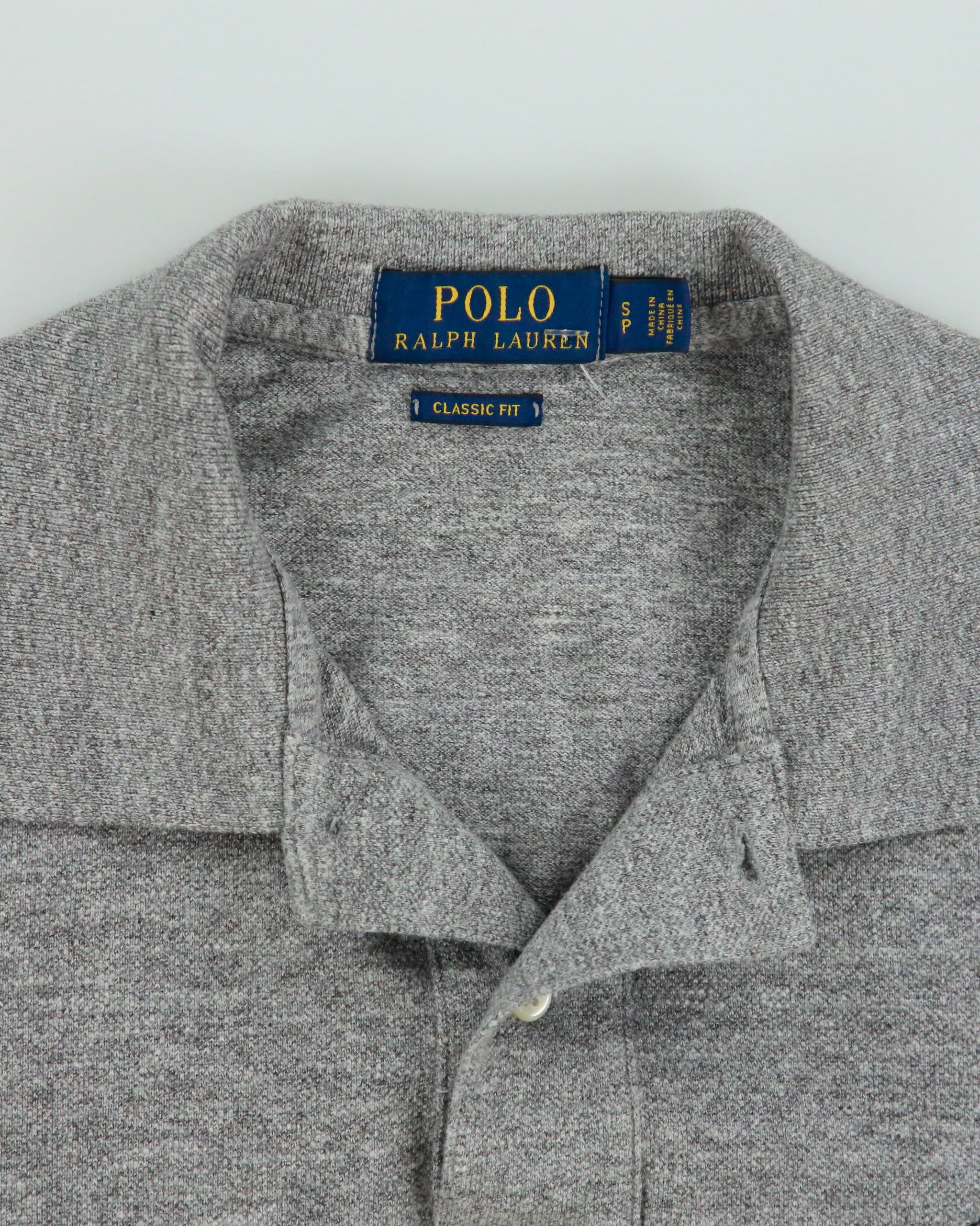 Vintage Polo Ralph Lauren Marl Grey Classic Fit Short Sleeve Polo Shirt - S