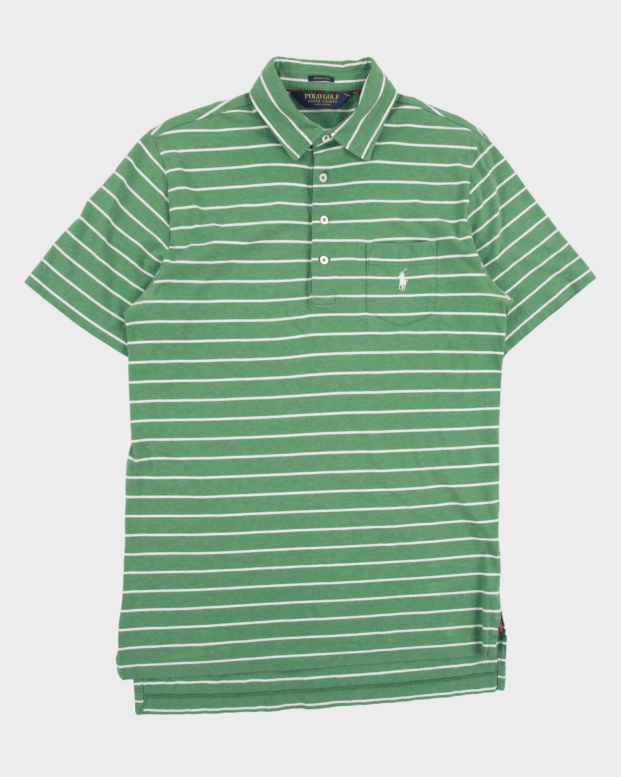 Polo Ralph Lauren Golf Vintage Lisle Striped Short Sleeve Pocket Polo Shirt - S