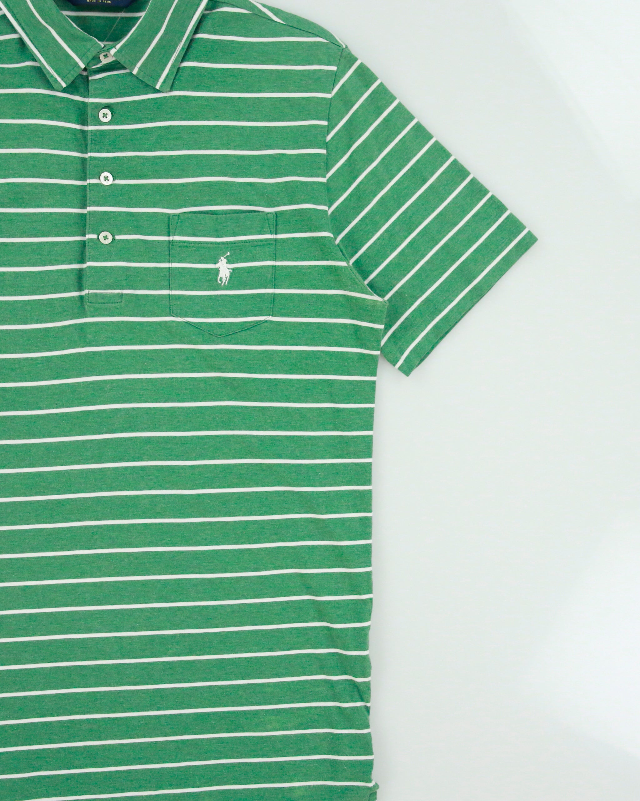 Polo Ralph Lauren Golf Vintage Lisle Striped Short Sleeve Pocket Polo Shirt - S