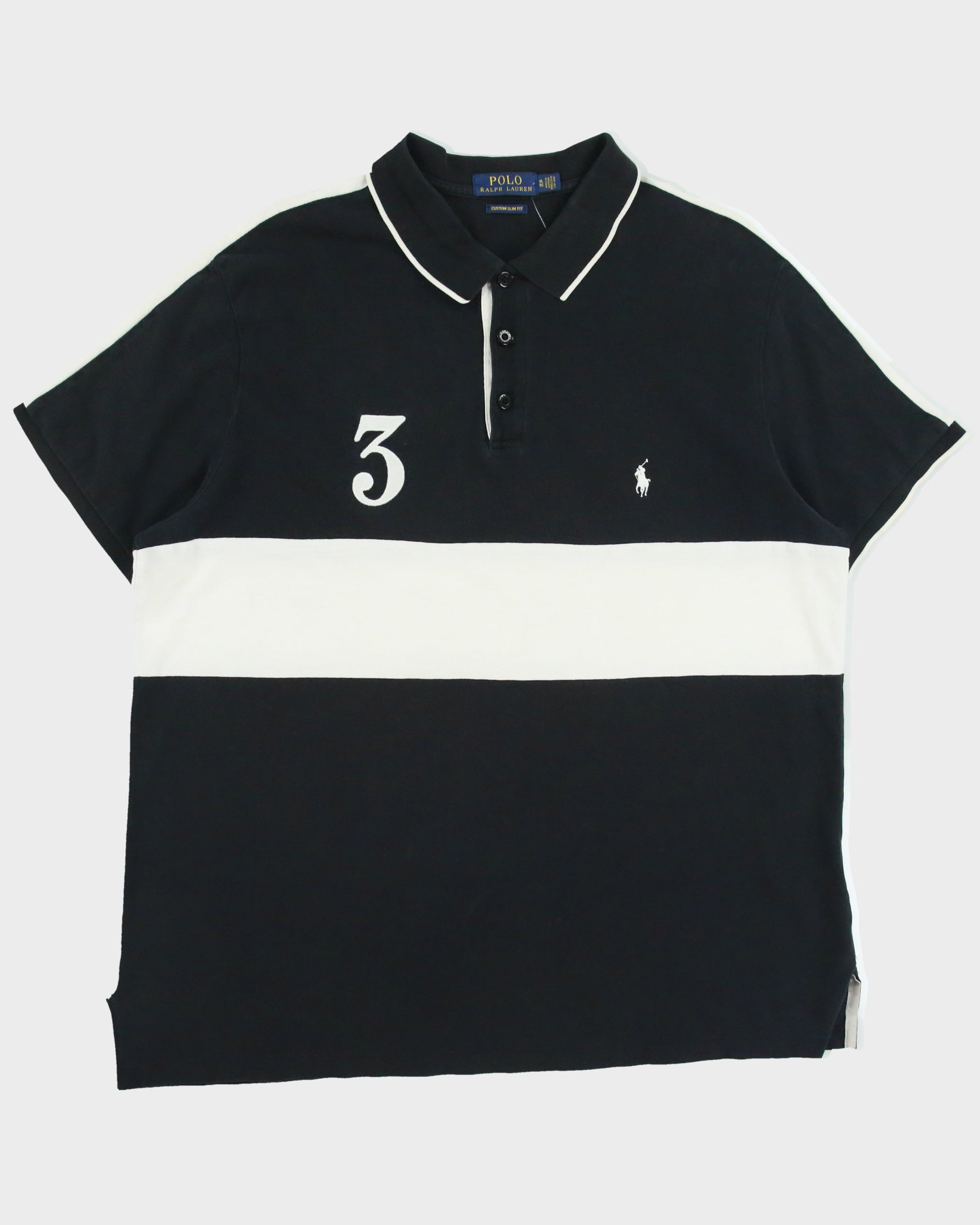 Vintage Polo Ralph Lauren Striped #3 Custom Slim Fit Short Sleeve Polo Shirt - XL