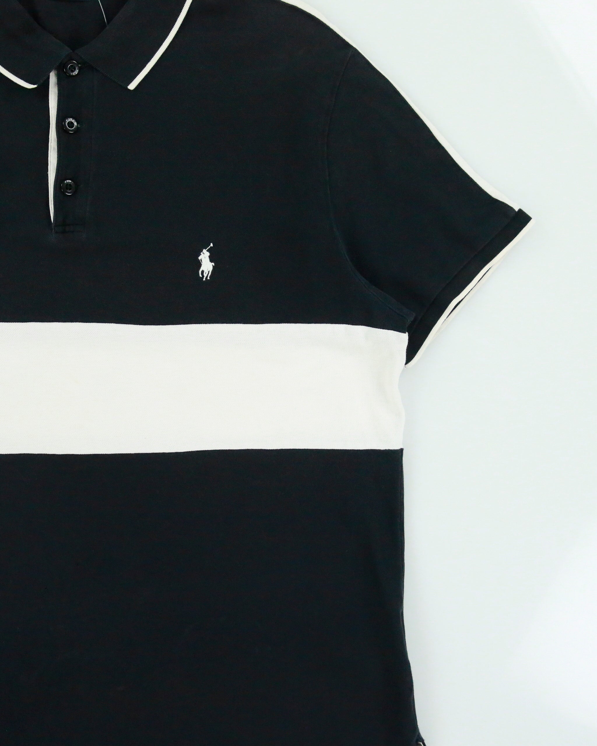 Vintage Polo Ralph Lauren Striped #3 Custom Slim Fit Short Sleeve Polo Shirt - XL