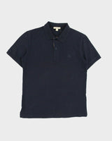Vintage Burberry Brit Navy Nova Check Placket Short Sleeve Polo Shirt - S
