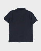 Vintage Burberry Brit Navy Nova Check Placket Short Sleeve Polo Shirt - S