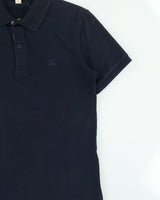 Vintage Burberry Brit Navy Nova Check Placket Short Sleeve Polo Shirt - S