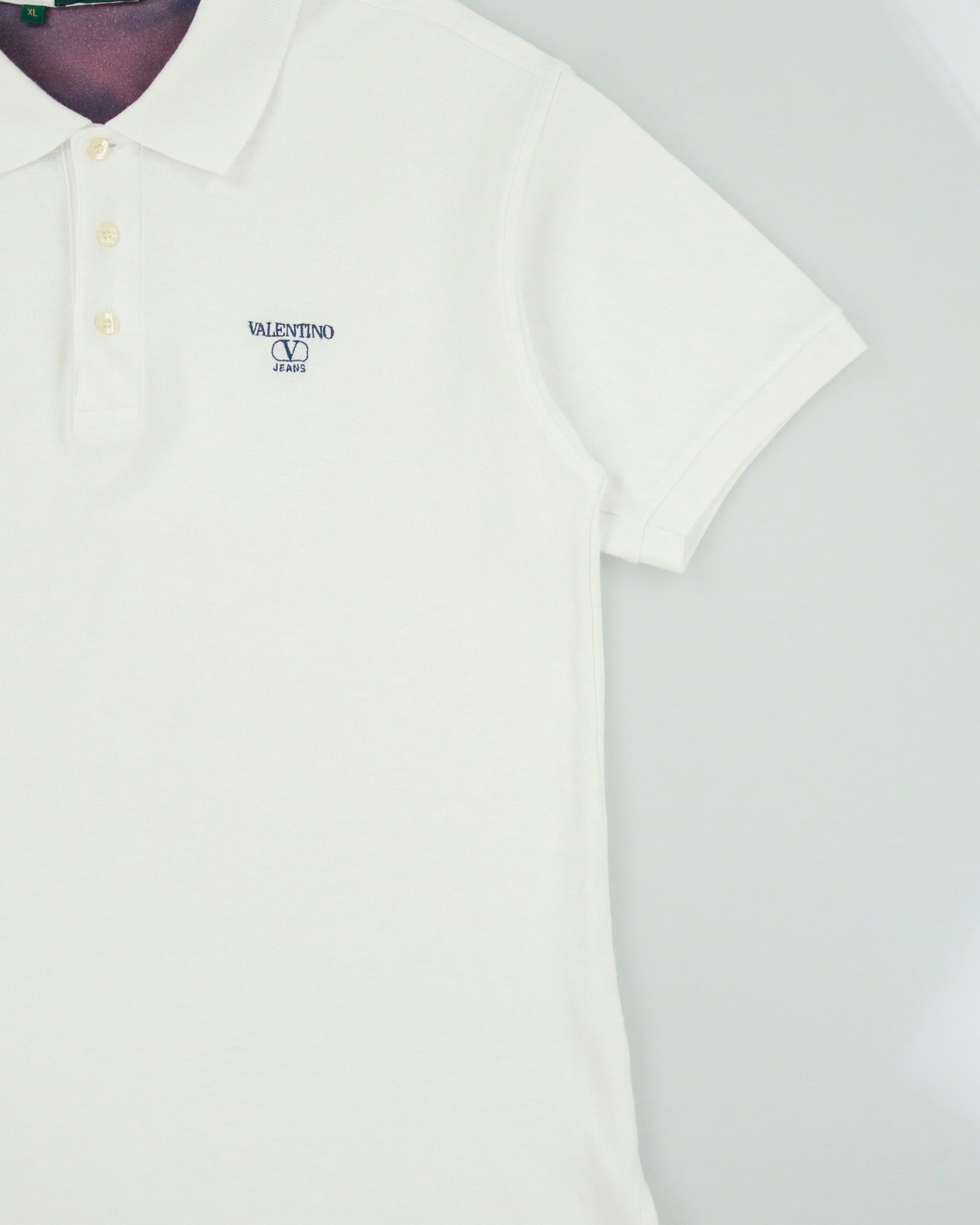 Vintage 1990s Valentino Jeans Heavyweight Embroidered Short Sleeve Polo Shirt - XL