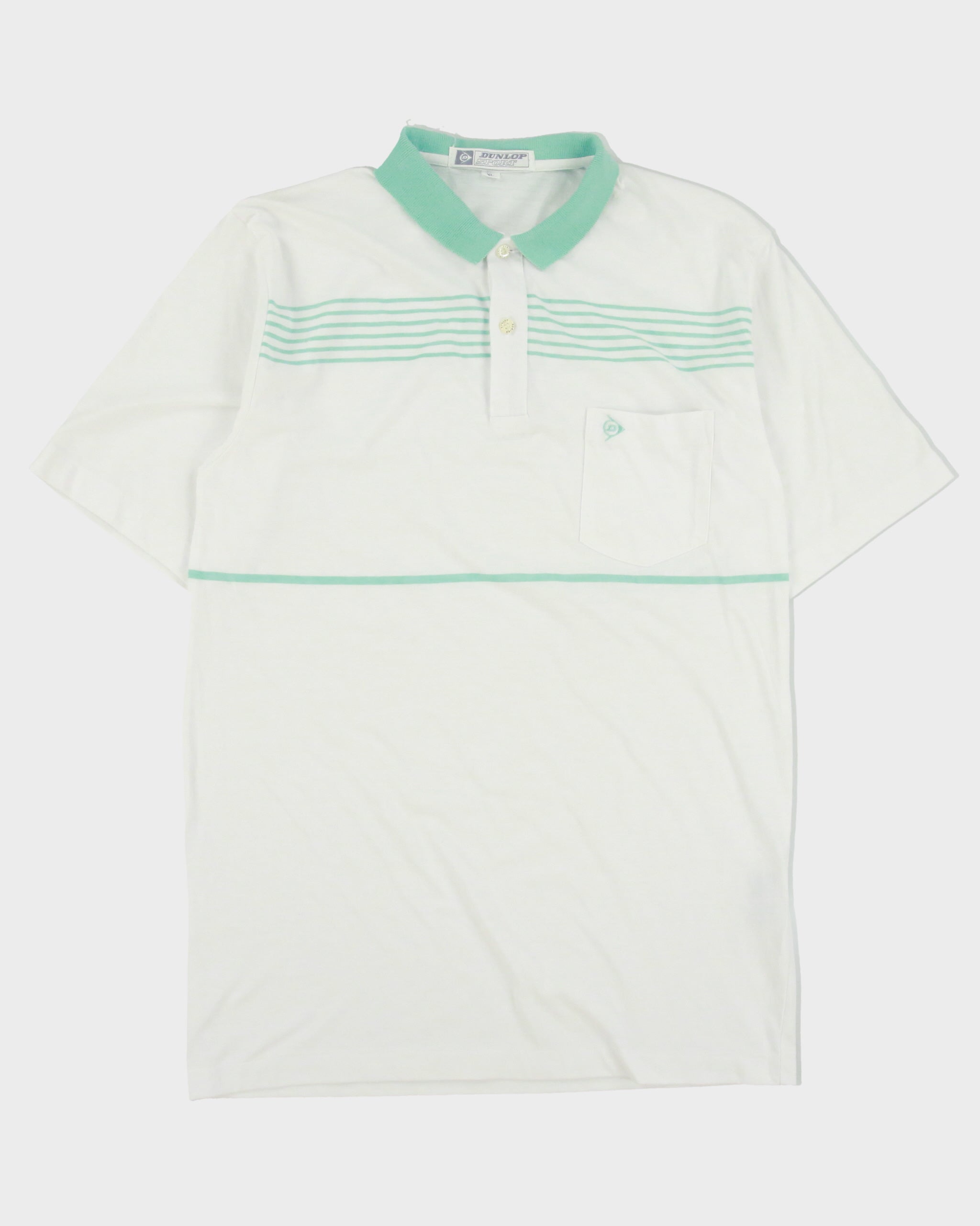 Vintage 1980s Dunlop Sport Single Stitch Short Sleeve Pocket Polo Shirt - XL