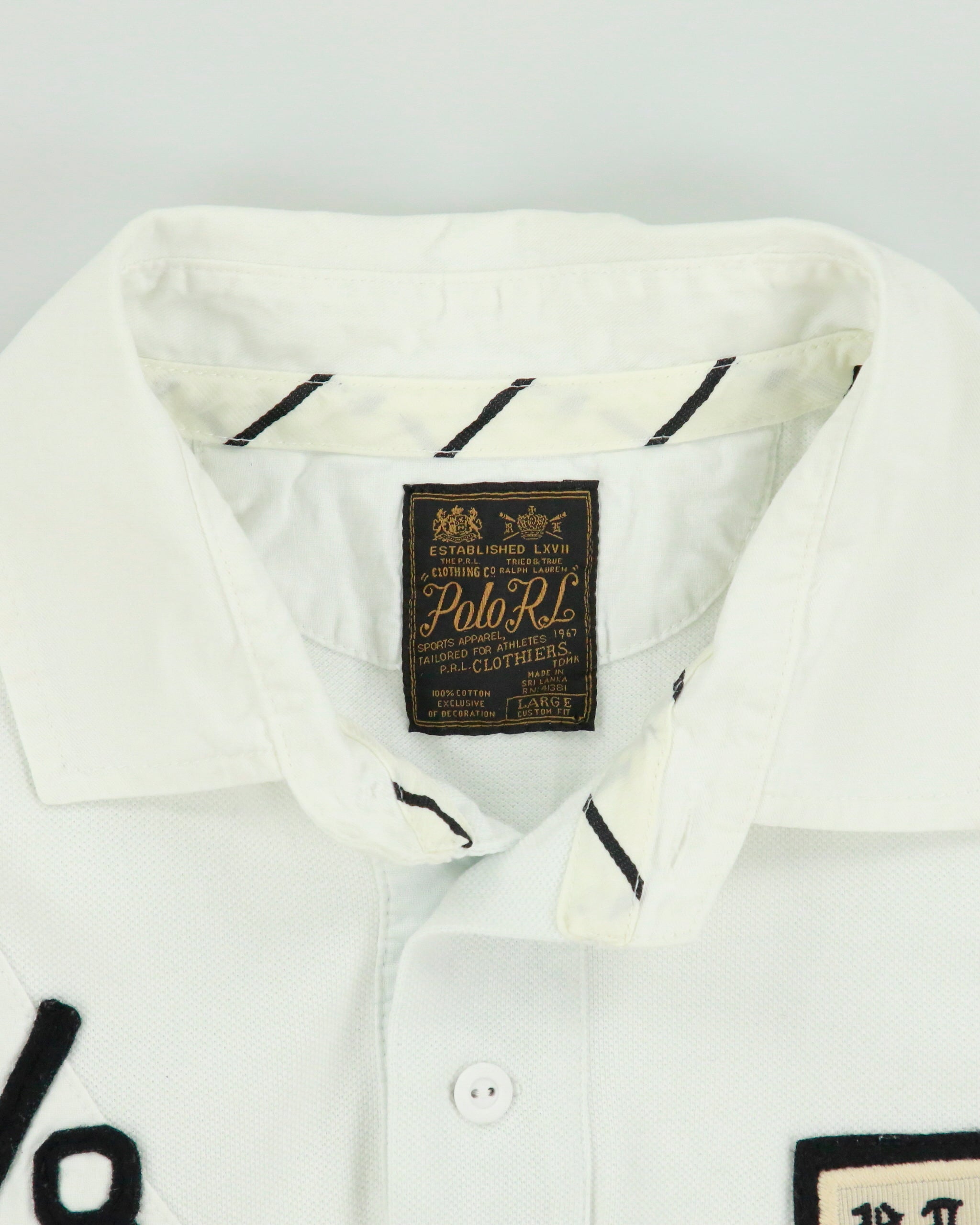 Vintage Y2K 00s Polo Ralph Lauren Sport Crest Custom Fit Short Sleeve Stripe Polo Shirt - L