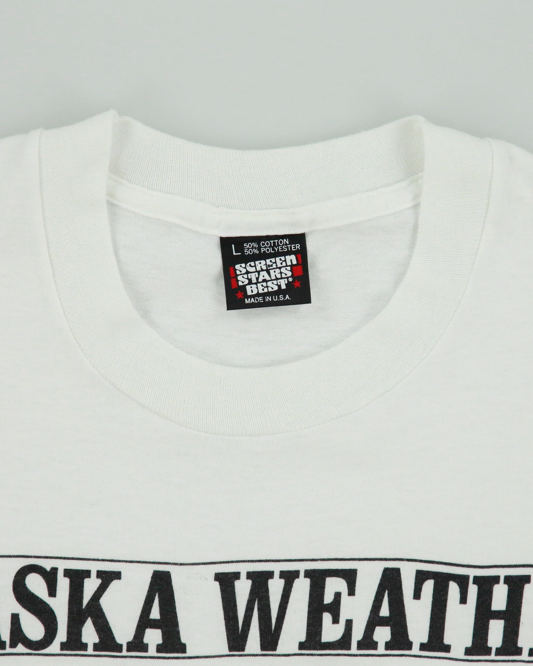 Vintage 1991 Sh**ty Alaska Weather Heavyweight Made In USA Single Stitch Screen Stars Crewneck T-Shirt - L