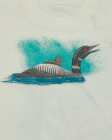 Vintage 1980s Harlequin Nature Graphics Loon Lake Single Stitch Made In Canada Crewneck T-Shirt - M