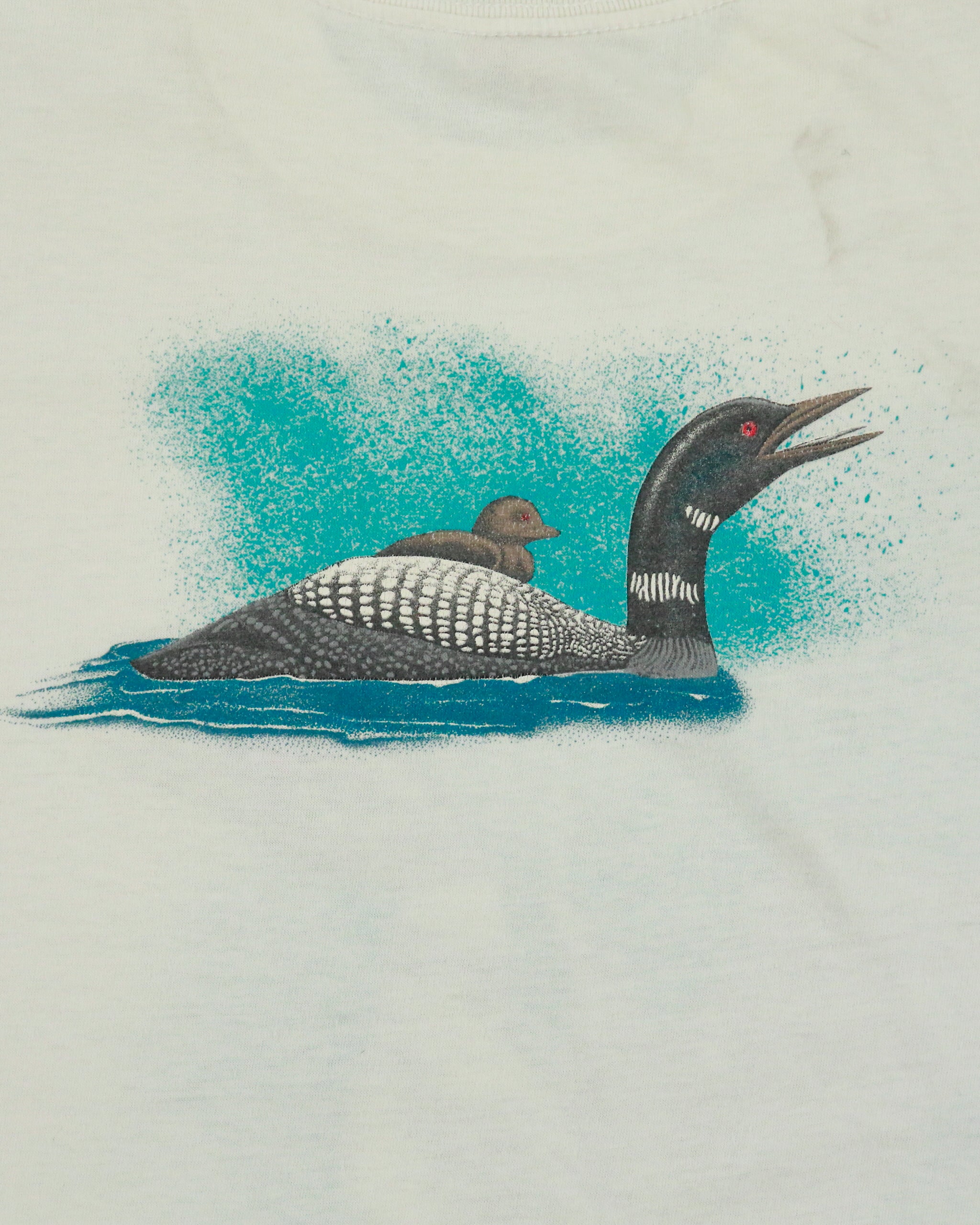 Vintage 1980s Harlequin Nature Graphics Loon Lake Single Stitch Made In Canada Crewneck T-Shirt - M