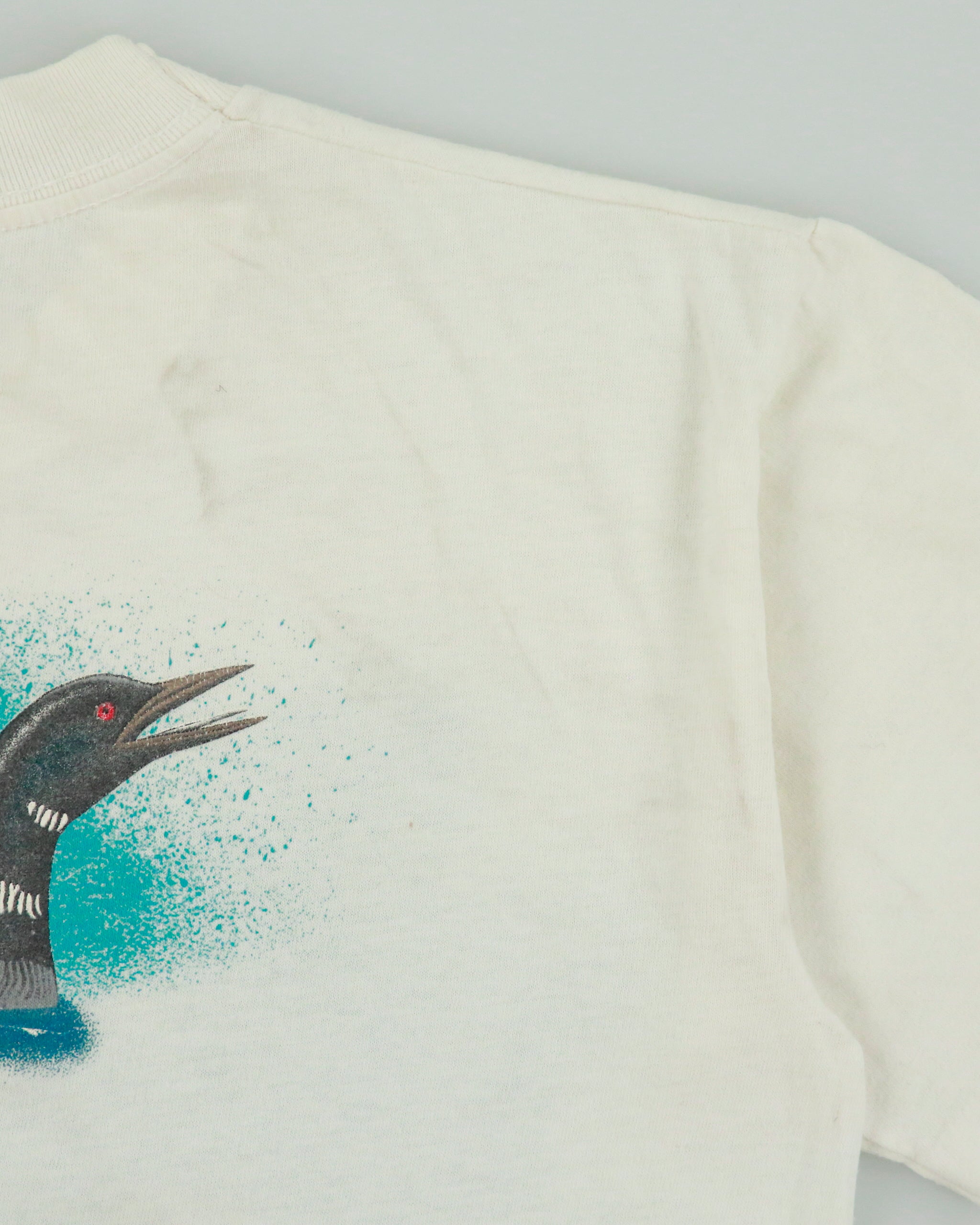 Vintage 1980s Harlequin Nature Graphics Loon Lake Single Stitch Made In Canada Crewneck T-Shirt - M