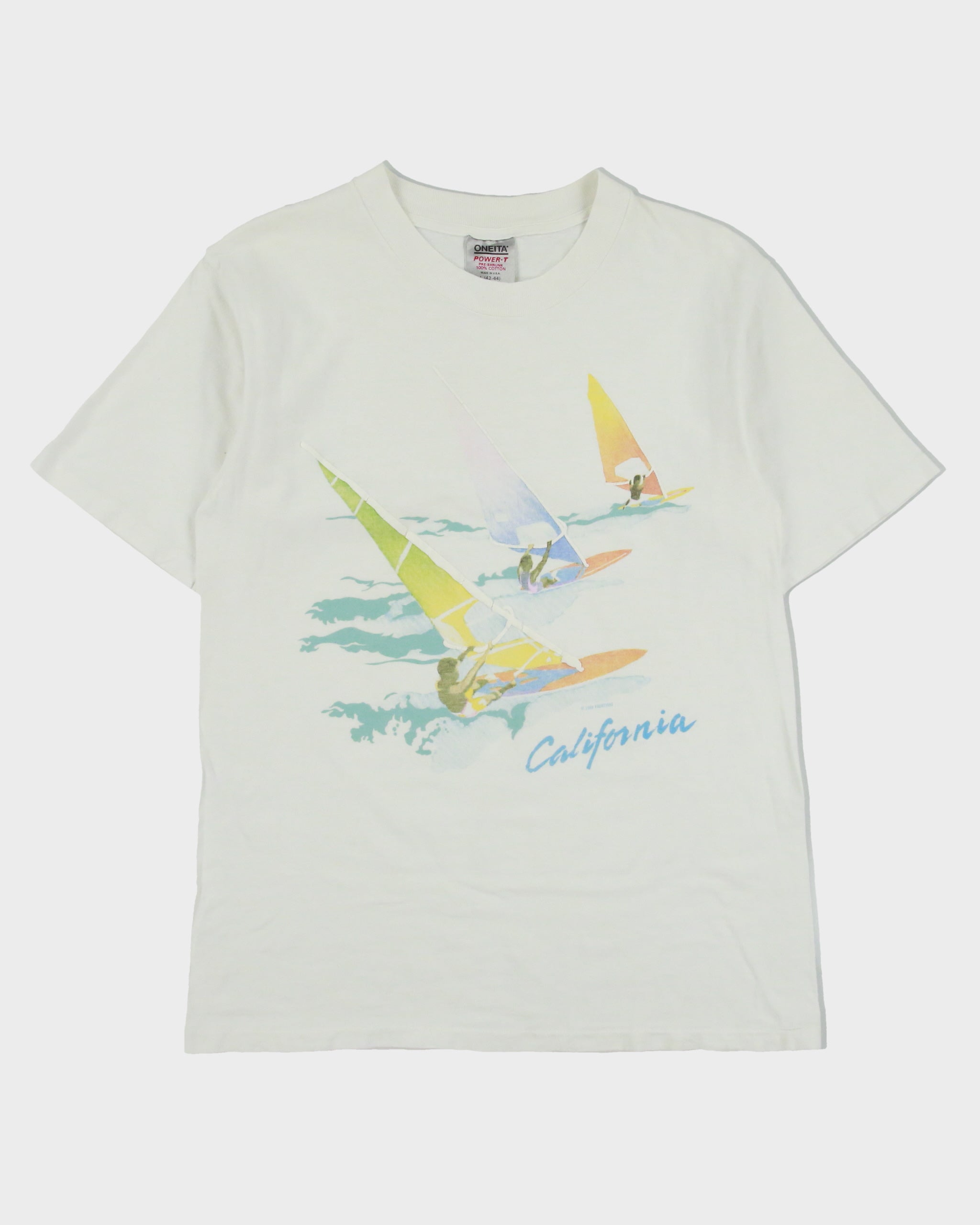 Vintage 1988 Vacations Heavyweight California Single Stitch Made In USA Oneita Power-T Crewneck T-Shirt - L