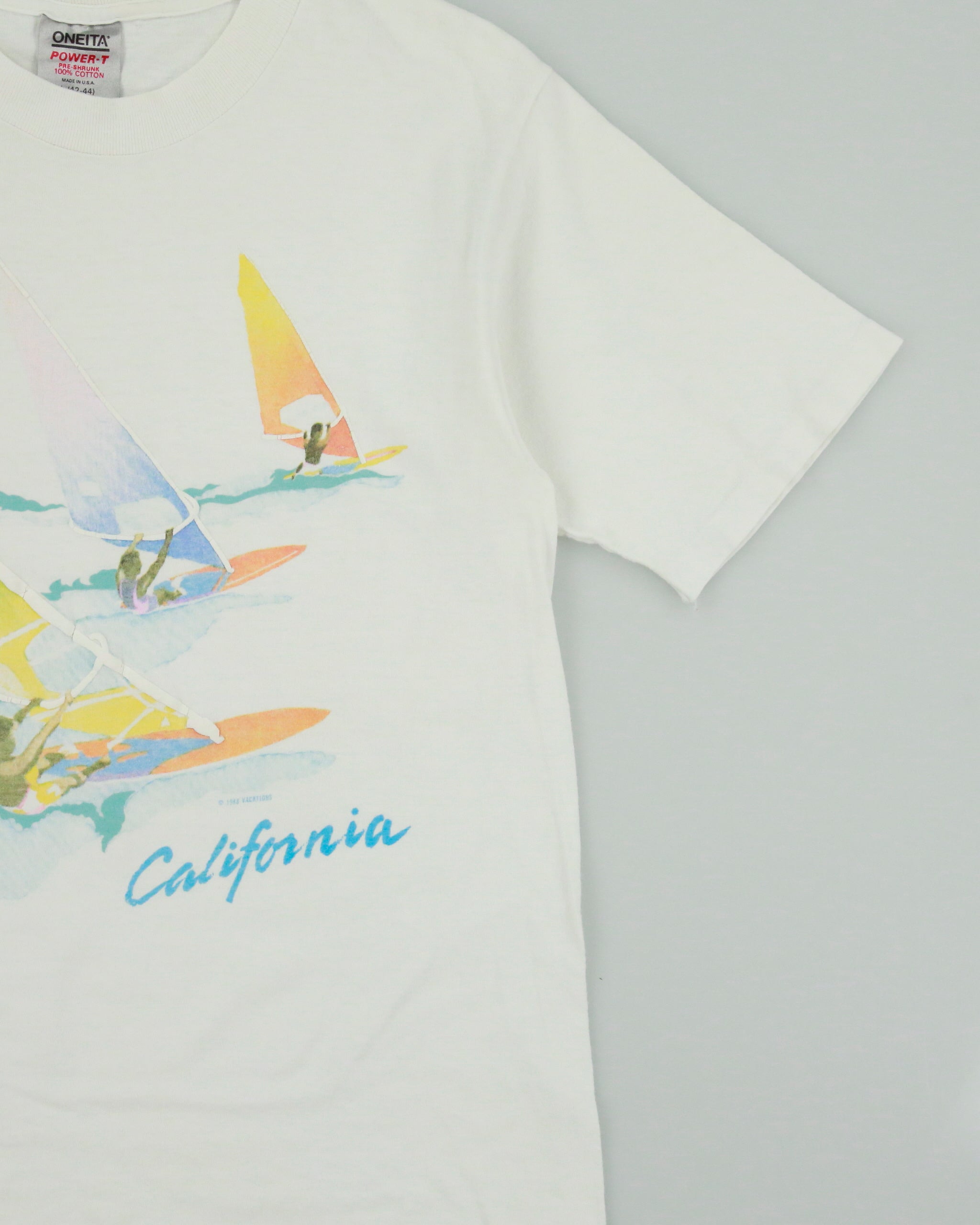 Vintage 1988 Vacations Heavyweight California Single Stitch Made In USA Oneita Power-T Crewneck T-Shirt - L