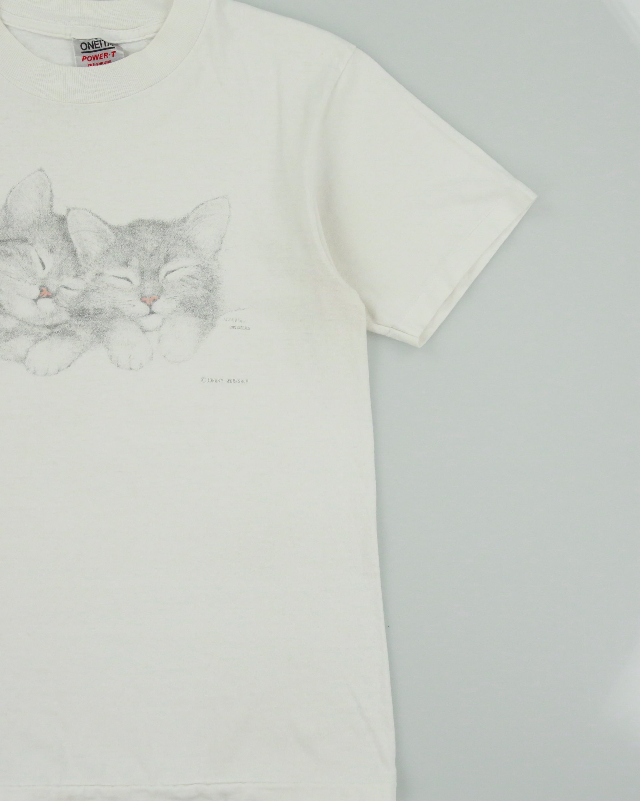Vintage 1989 Jonar's Workship Kitties Heavyweight Single Stitch Made In USA Oneita Power-T Crewneck T-Shirt - M