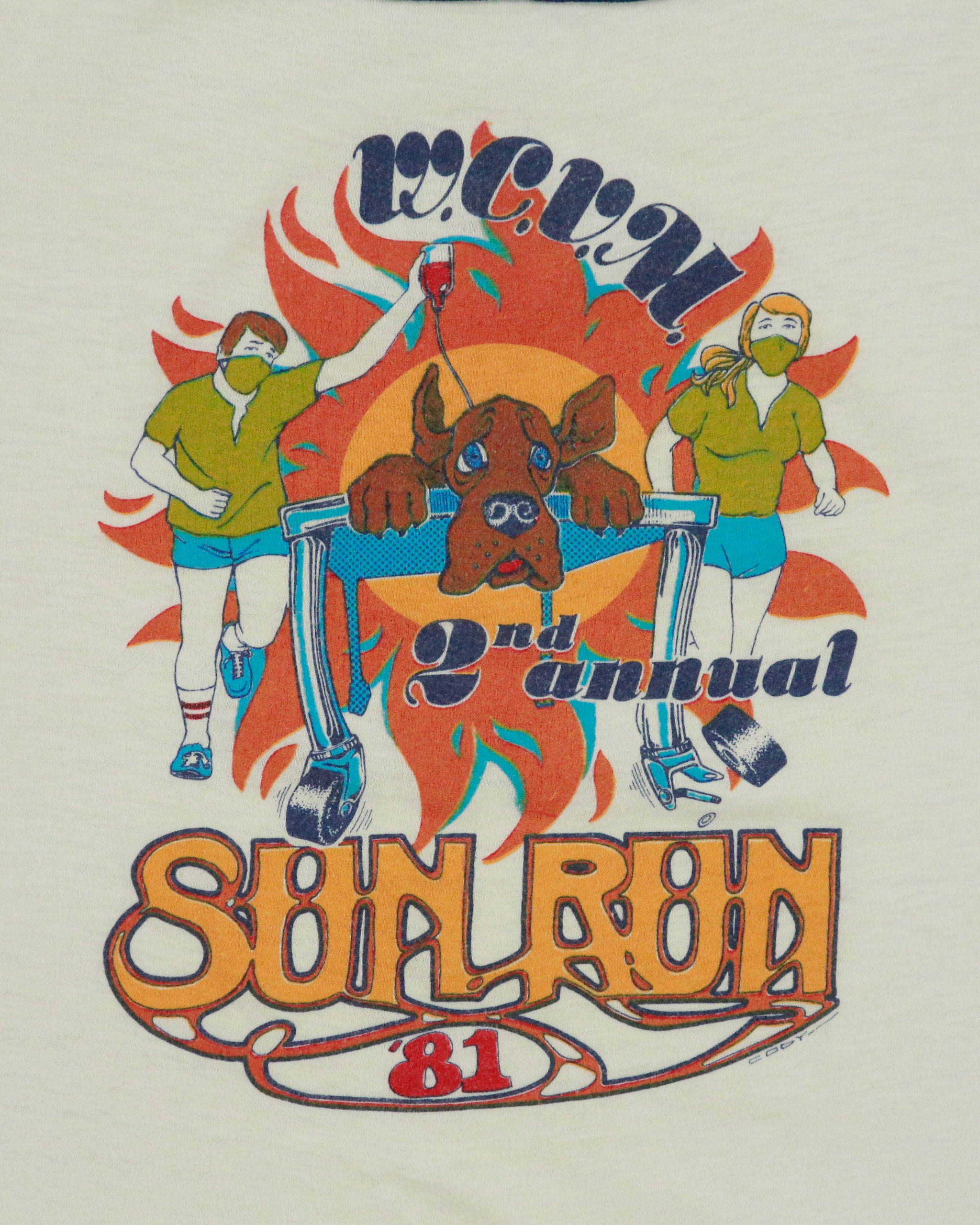 Vintage 1981 Vancouver Sun Run Single Stitch Made In Canada Crewneck Ringer T-Shirt - L