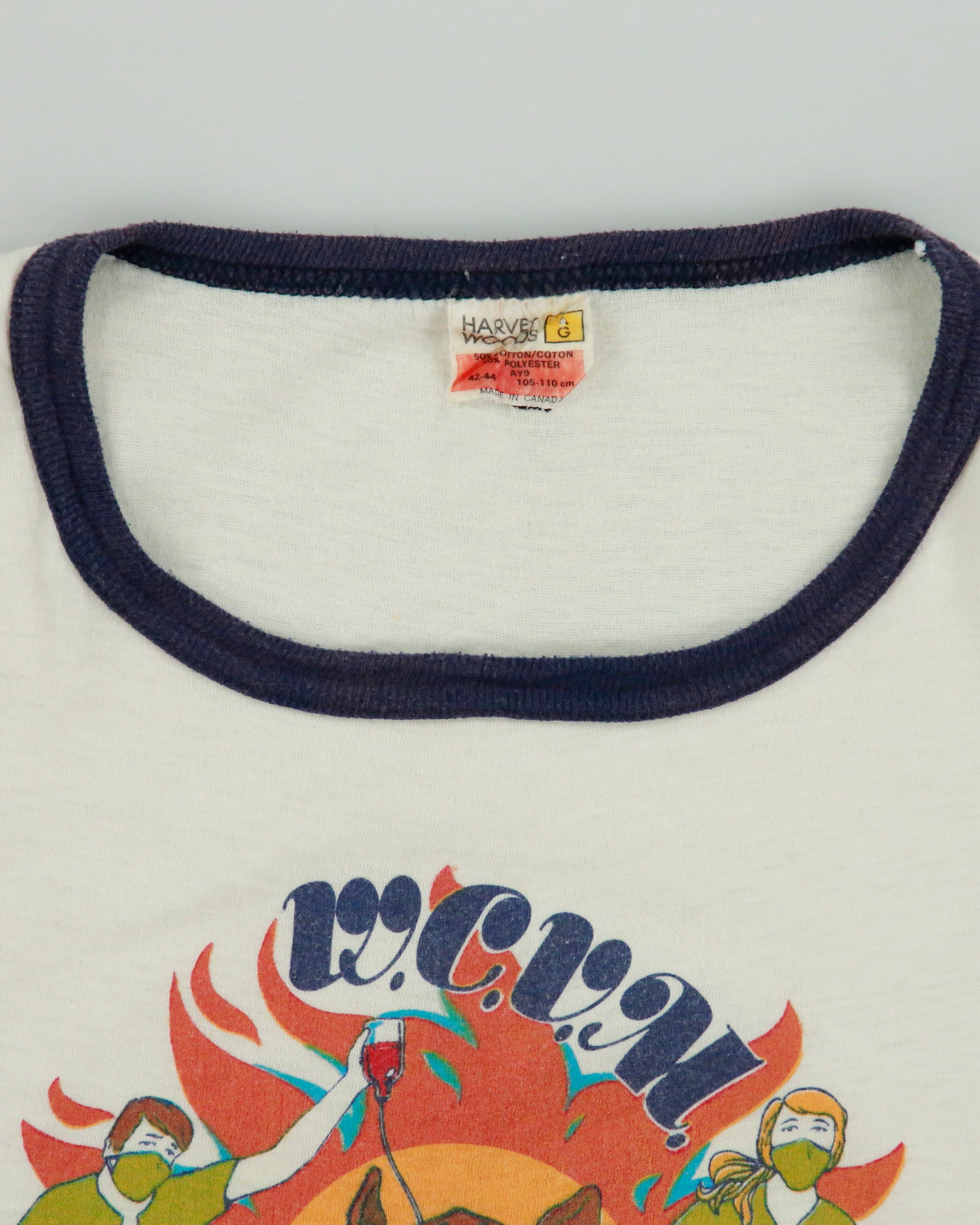 Vintage 1981 Vancouver Sun Run Single Stitch Made In Canada Crewneck Ringer T-Shirt - L