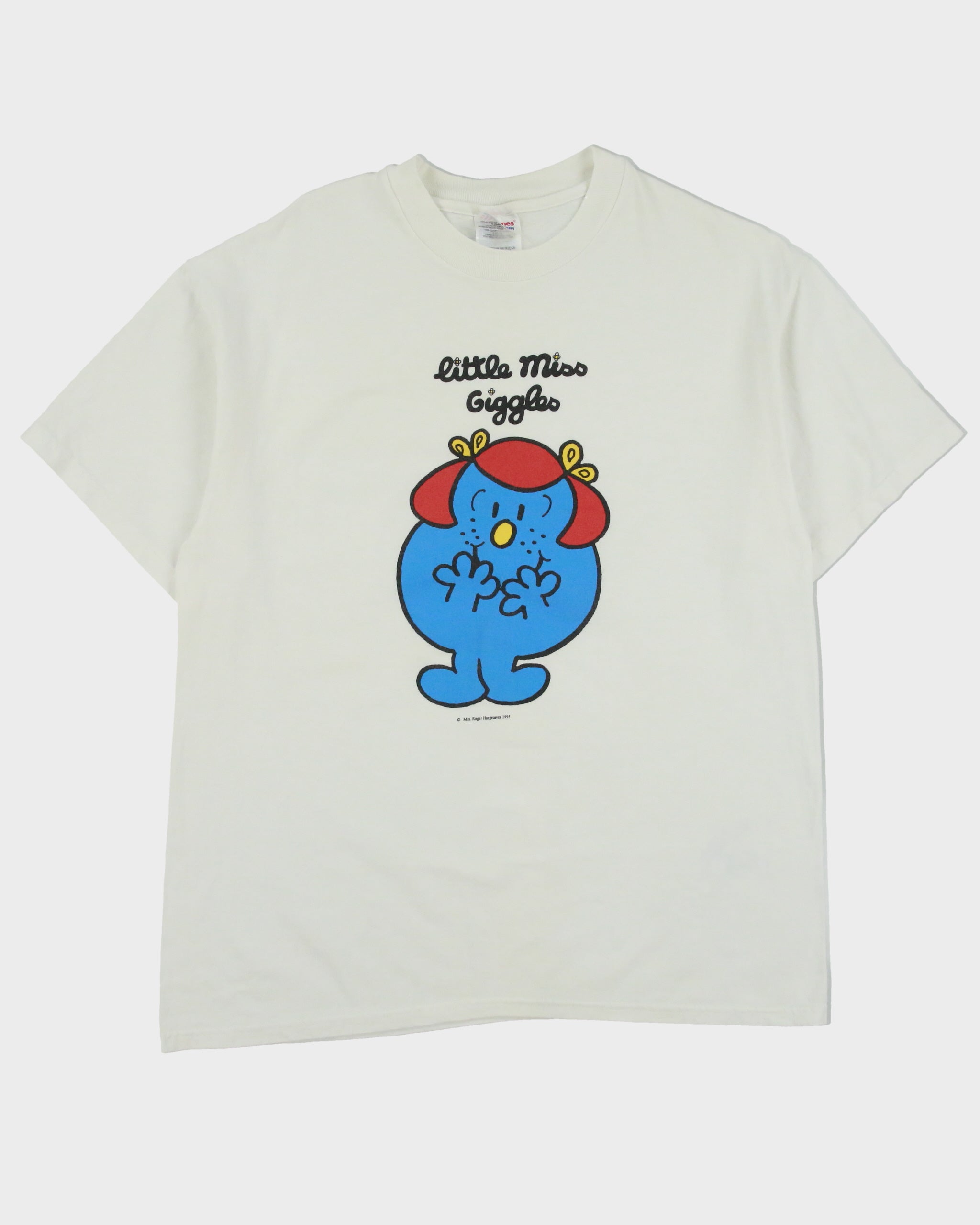 Vintage 1995 Mr. Men Little Miss Giggles Roger Hargreaves Hanes Heavyweight Single Stitch Crewneck T-Shirt - L