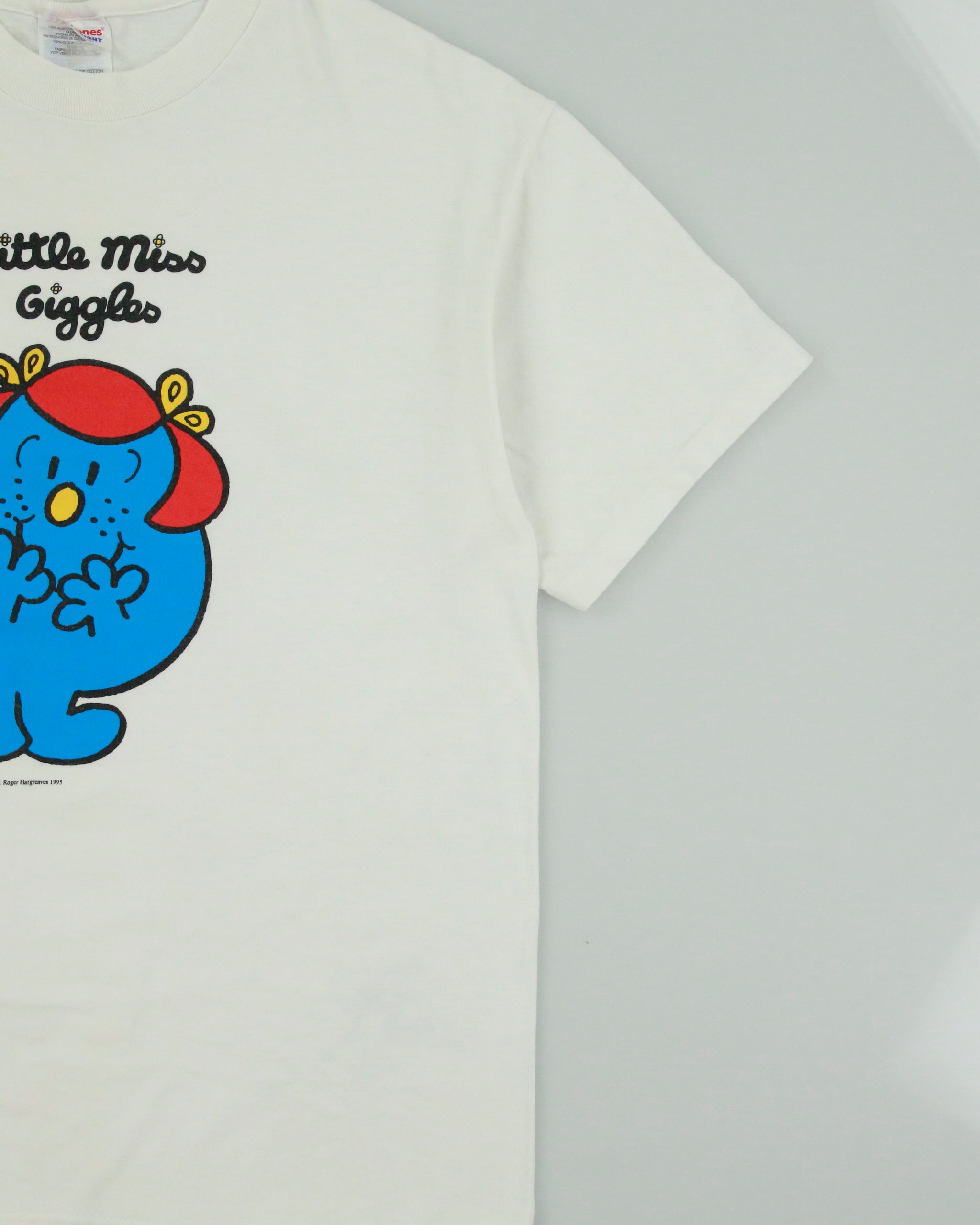 Vintage 1995 Mr. Men Little Miss Giggles Roger Hargreaves Hanes Heavyweight Single Stitch Crewneck T-Shirt - L