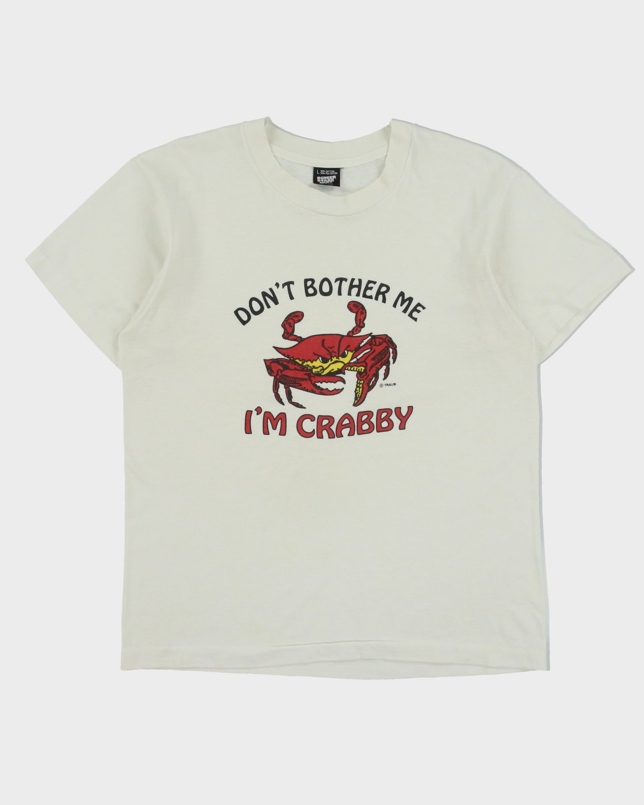 Vintage 1991 Traub Don't Bother Me I'm Crabby Screen Stars Single Stitch Made In USA Crewneck T-Shirt - L