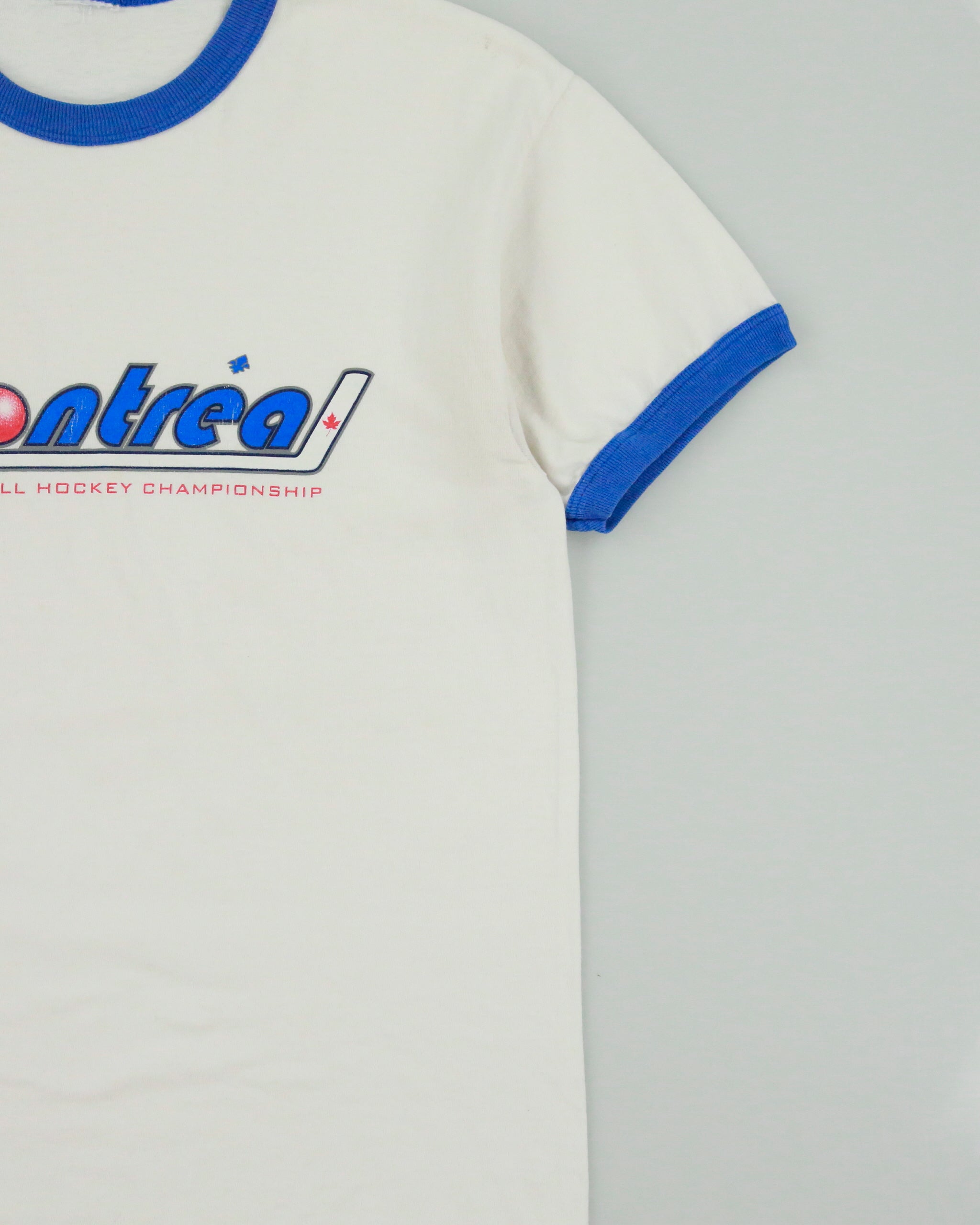 Vintage 2006 Montreal Ball Hockey Championship Heavyweight Crewneck Ringer T-Shirt - M