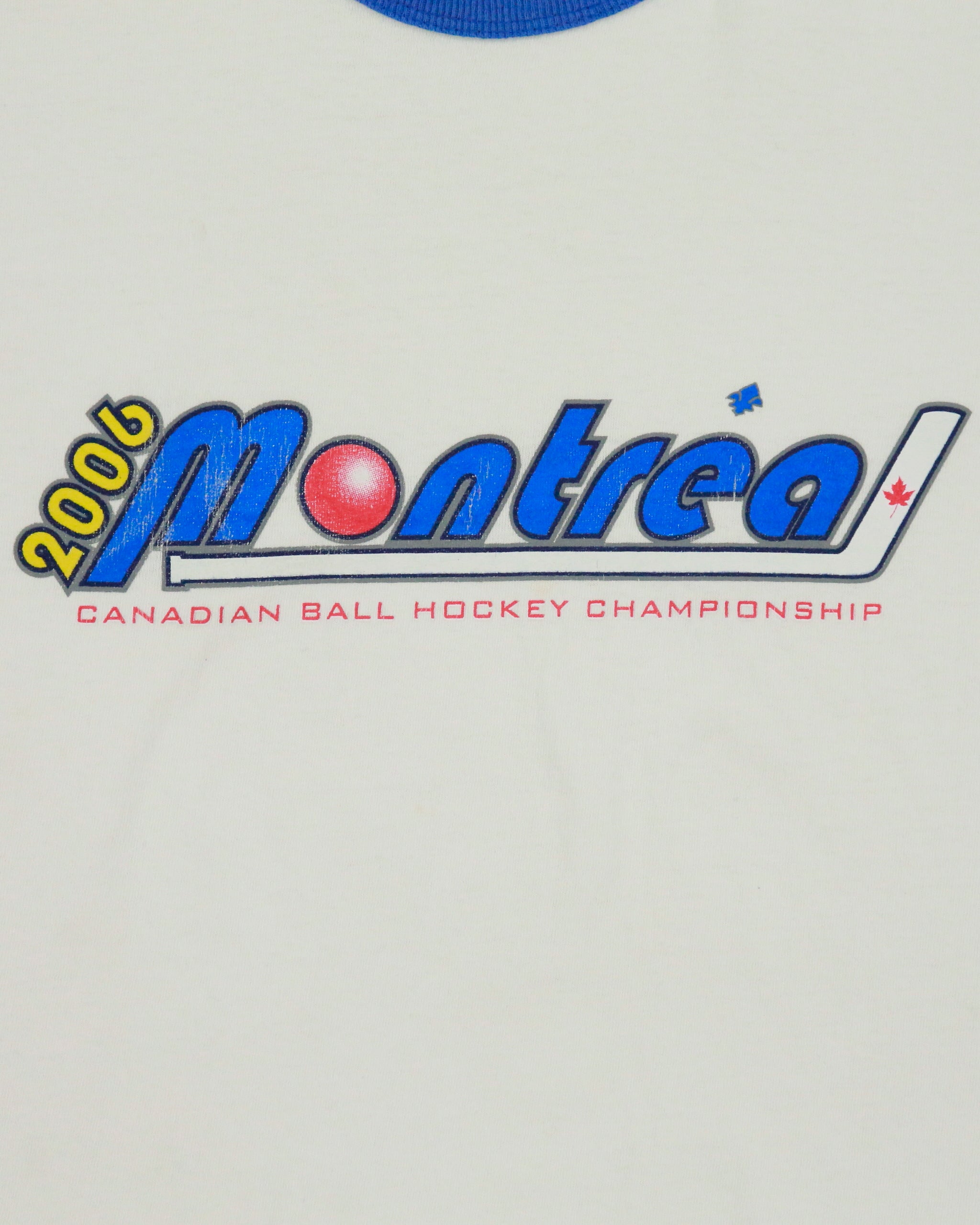 Vintage 2006 Montreal Ball Hockey Championship Heavyweight Crewneck Ringer T-Shirt - M