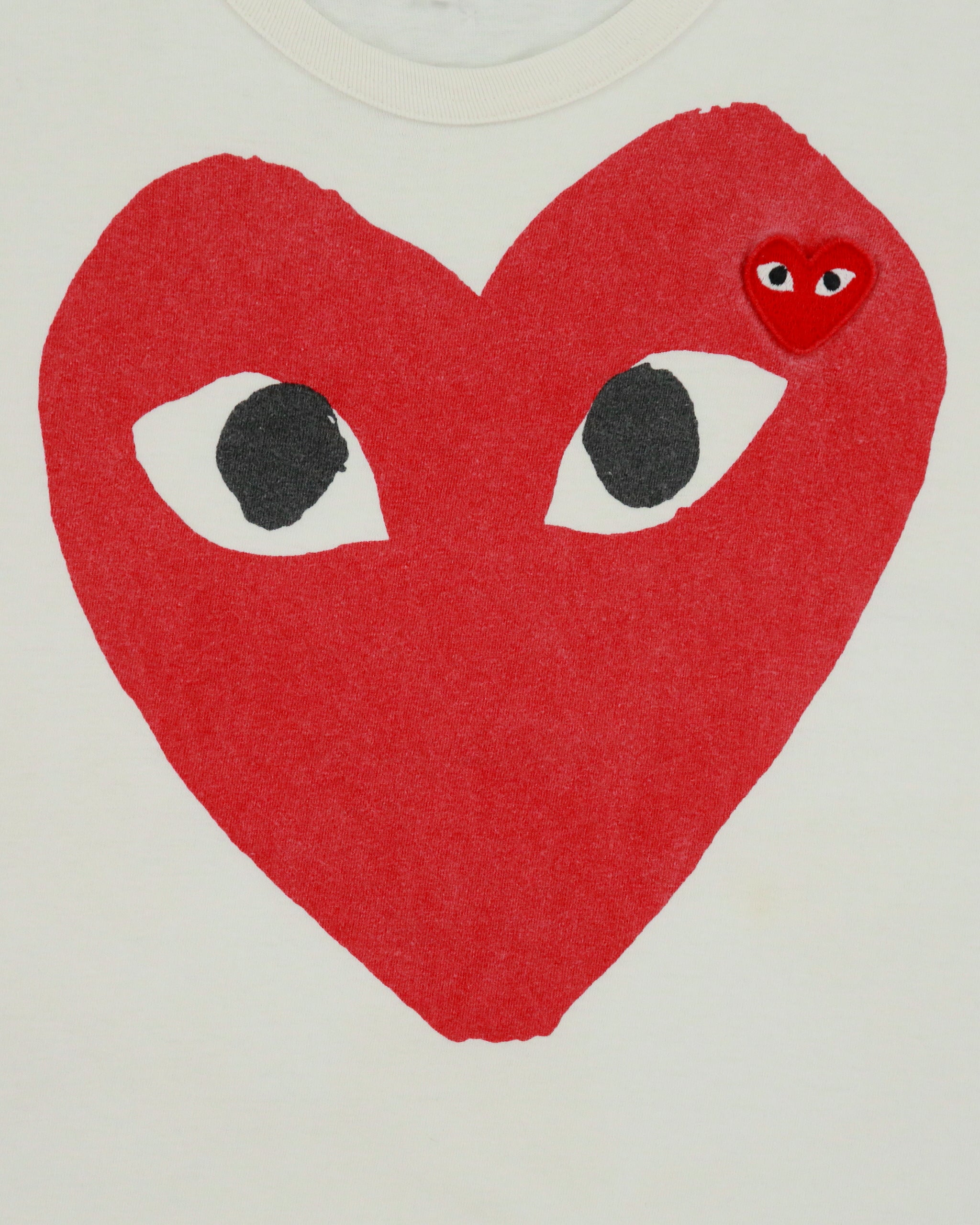 Comme des Garçons PLAY Heavyweight Double Heart Embroidered Single Stitch Crewneck T-Shirt - XL