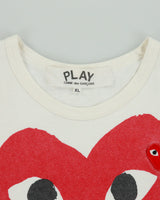 Comme des Garçons PLAY Heavyweight Double Heart Embroidered Single Stitch Crewneck T-Shirt - XL