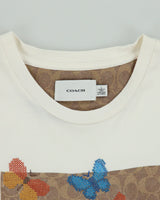 Coach Signature Square Cross Stitch Butterfly Motif Heavyweight Crewneck T-Shirt - L