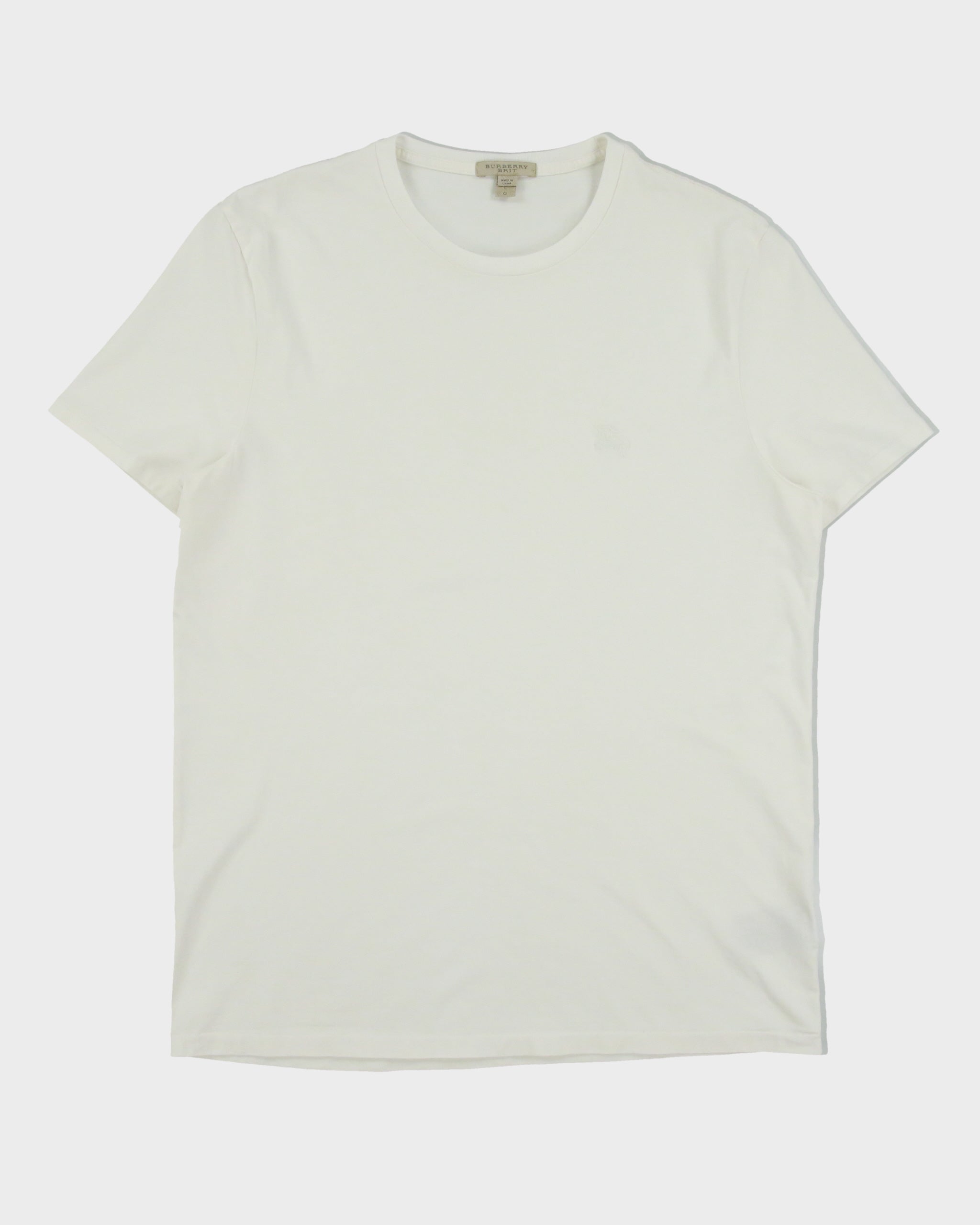 Vintage Burberry Brit Logo Embroidered Heavyweight Single Stitch Crewneck T-Shirt - L
