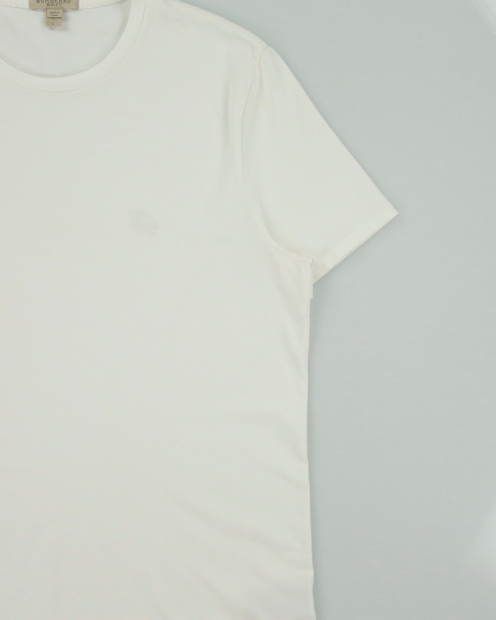 Vintage Burberry Brit Logo Embroidered Heavyweight Single Stitch Crewneck T-Shirt - L