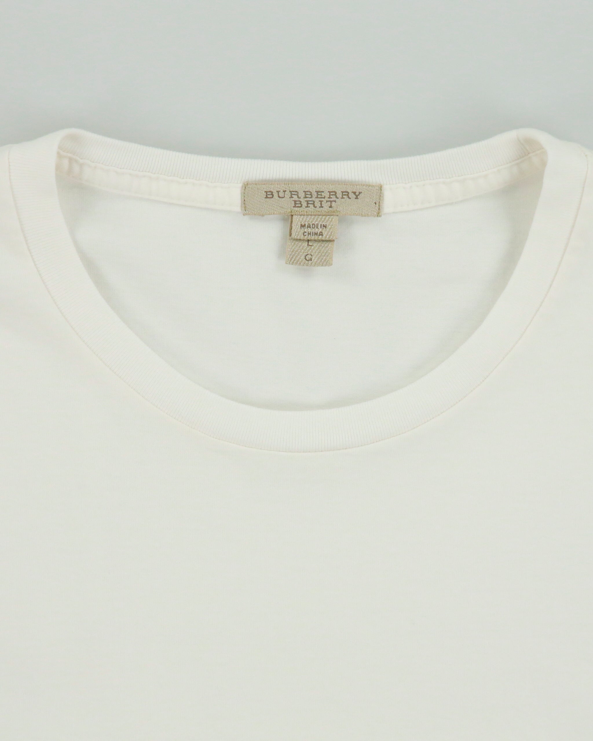 Vintage Burberry Brit Logo Embroidered Heavyweight Single Stitch Crewneck T-Shirt - L
