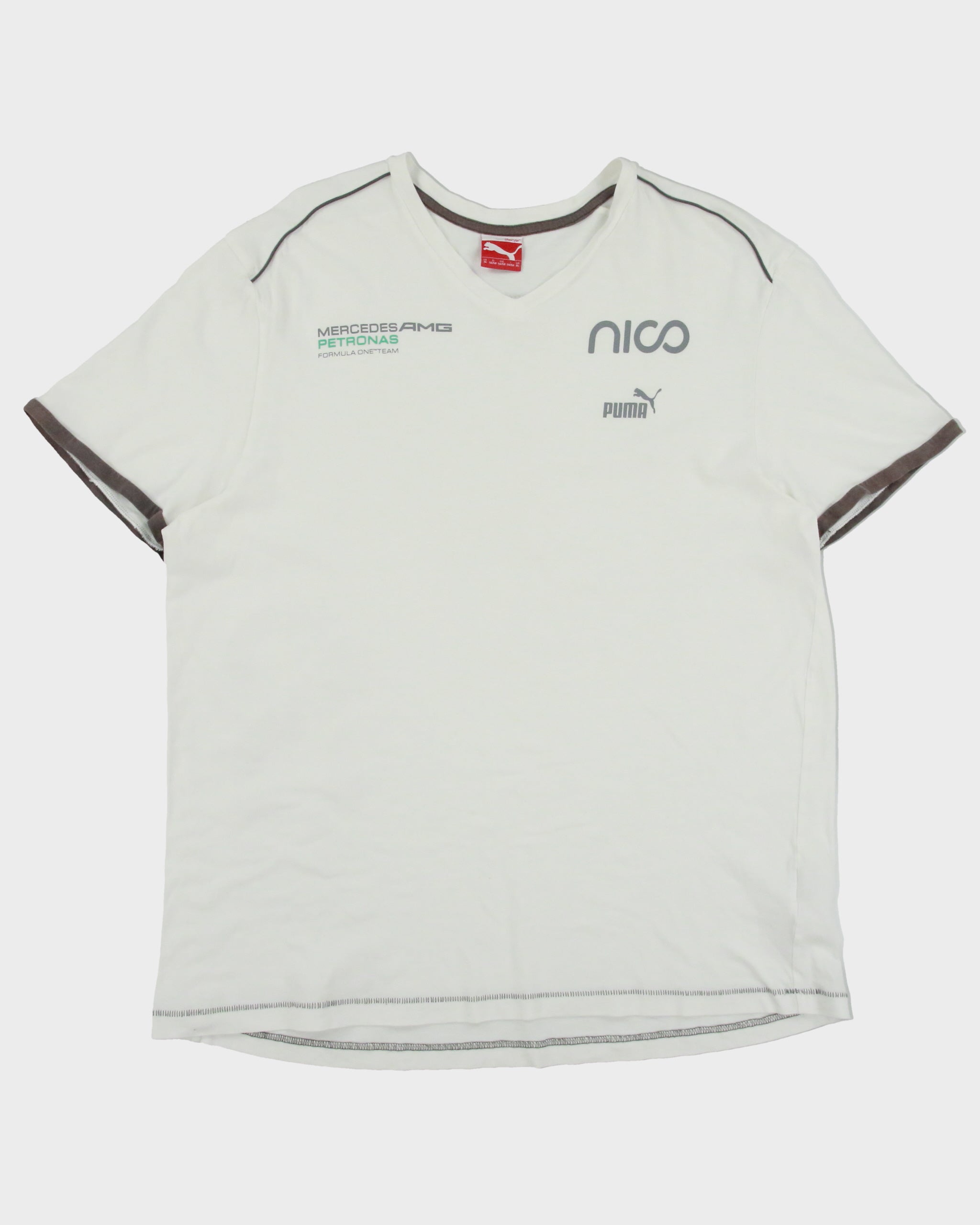 Vintage Puma Mercedes AMG Petronas Formula One Team V-Neck T-Shirt - XL